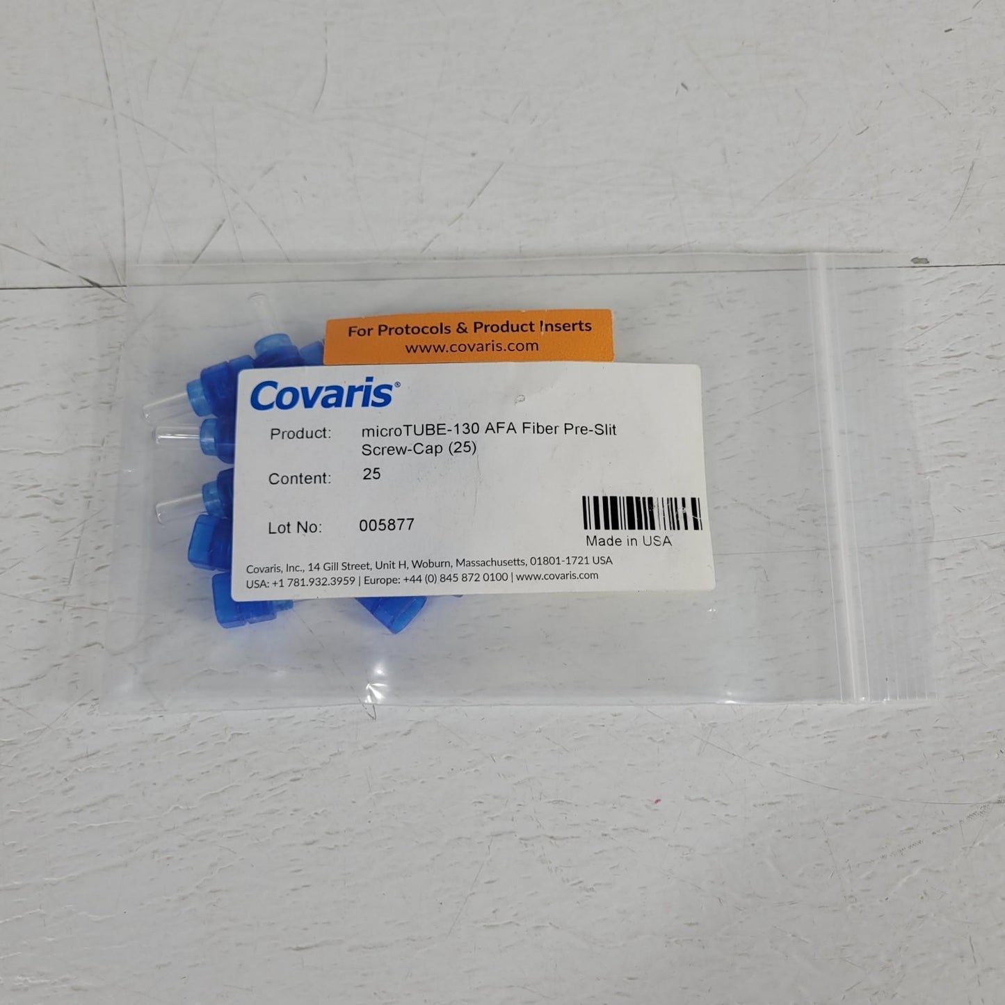 *Lot of 16* Covaris 520216 microTUBE-130 AFA Fiber Pre-Slit Blue Screw-Caps