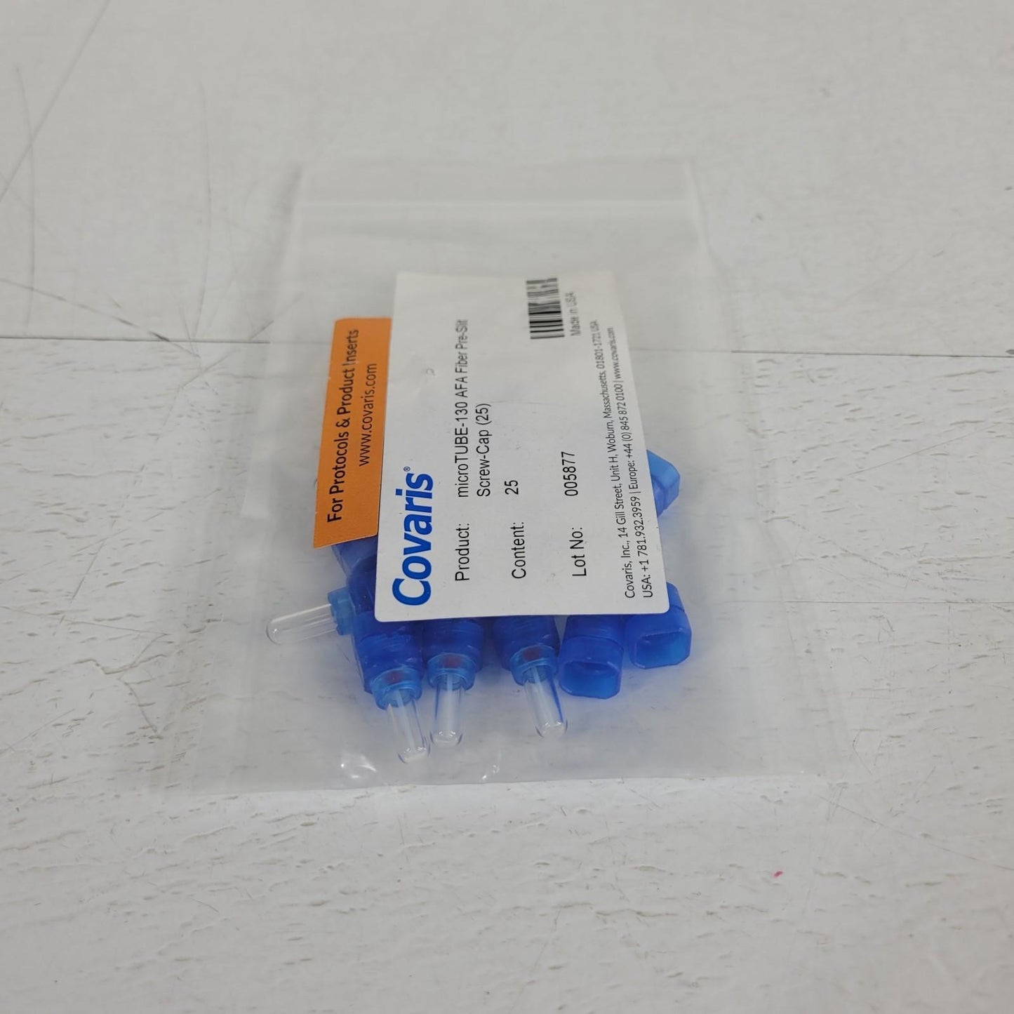 *Lot of 16* Covaris 520216 microTUBE-130 AFA Fiber Pre-Slit Blue Screw-Caps