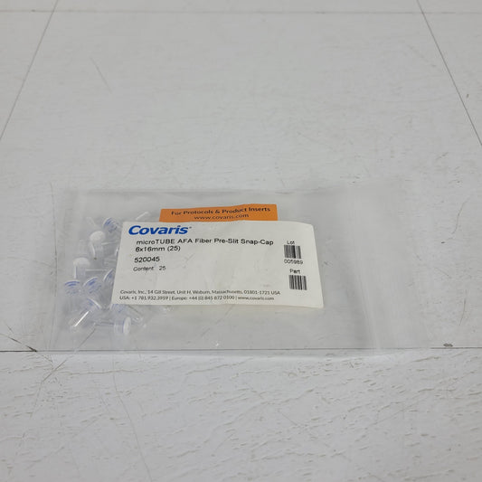 *Lot of 25* Covaris 520045 microTUBE AFA Fiber Pre-Slit Snap-Cap 6x16mm