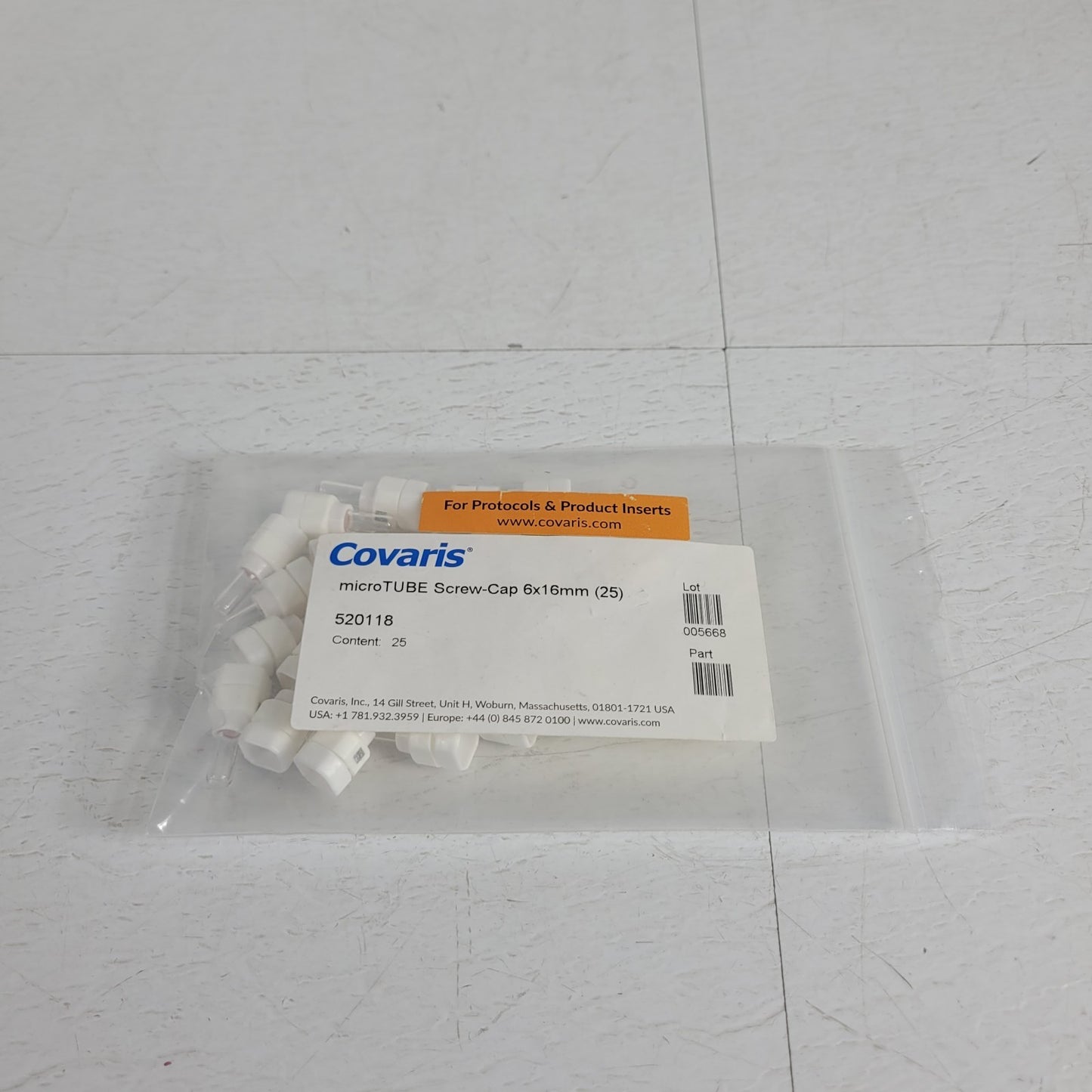 *Lot of 25* Covaris 520118 microTUBE Screw-Cap 6x16mm FFPE Extraction