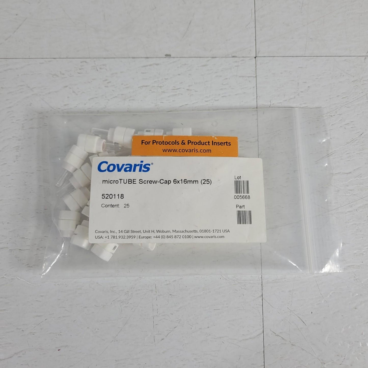 *Lot of 25* Covaris 520118 microTUBE Screw-Cap 6x16mm FFPE Extraction