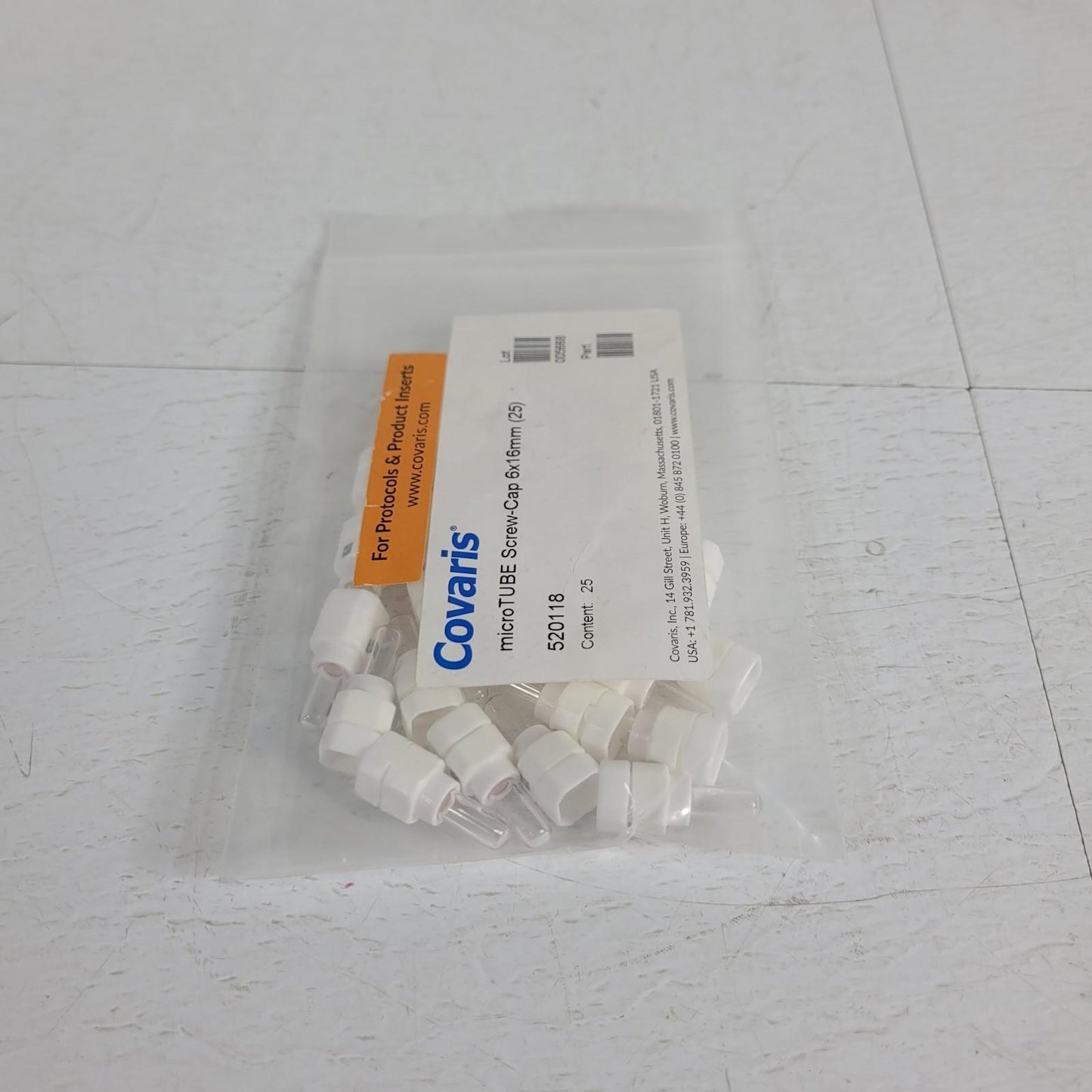 *Lot of 25* Covaris 520118 microTUBE Screw-Cap 6x16mm FFPE Extraction