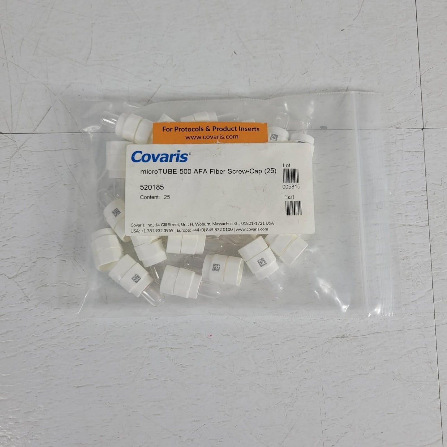 *Lot of 22* Covaris 520185 microTUBE-500 AFA Fiber Screw-Cap FFPE Extraction