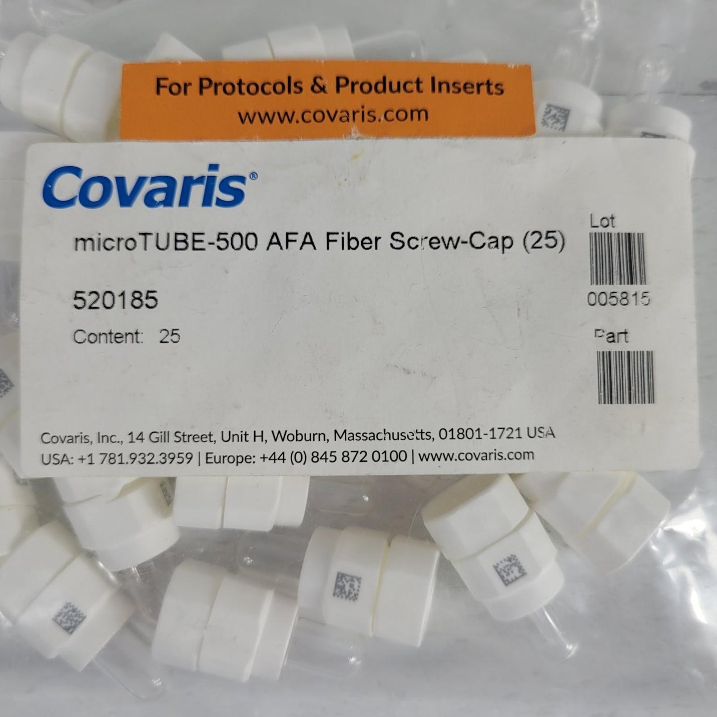 *Lot of 22* Covaris 520185 microTUBE-500 AFA Fiber Screw-Cap FFPE Extraction
