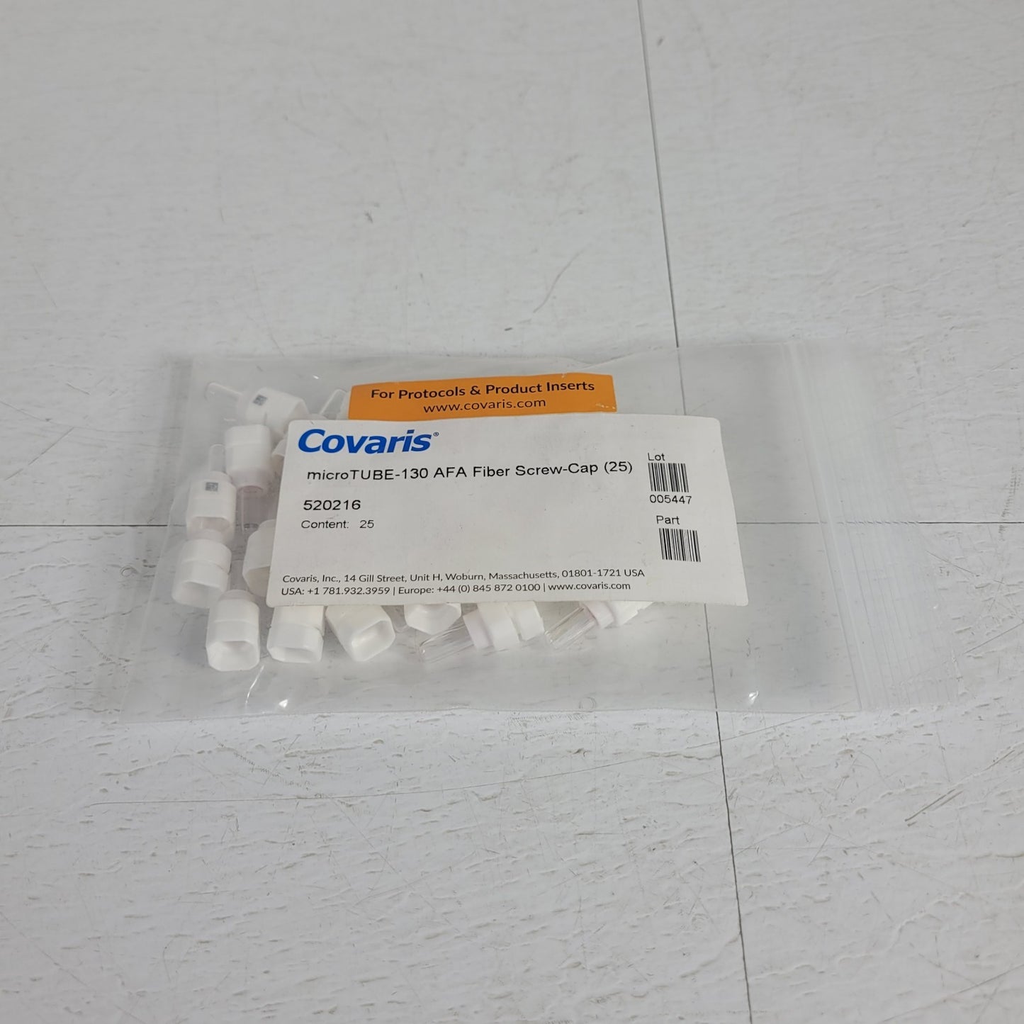 *Lot of 25* Covaris 520216 microTUBE-130 AFA Fiber Screw-Cap 6x16mm Round Bottom