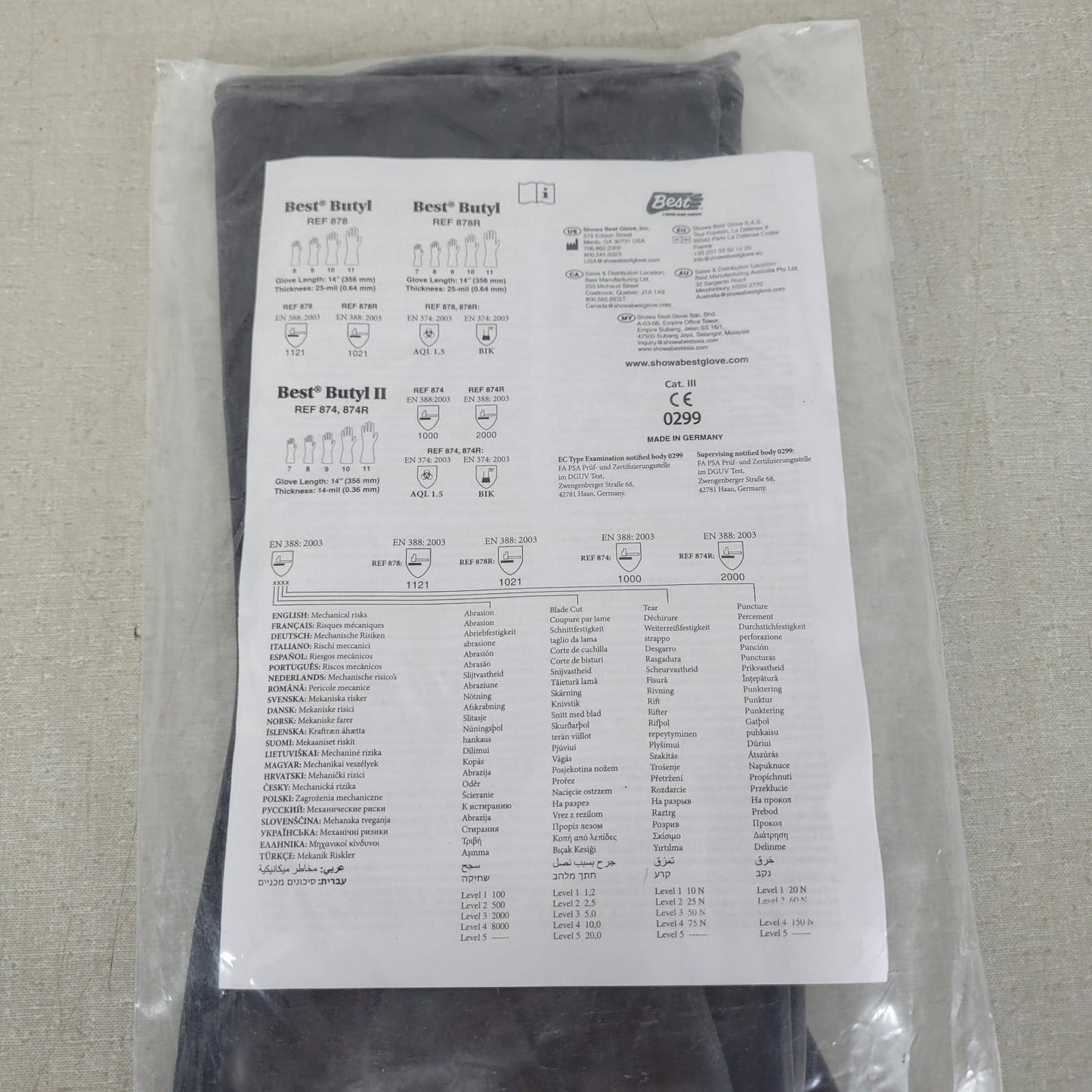 Pair Best Butyl 878-10 Chemical Thick Chemical and Acid Resistant Rubber Gloves