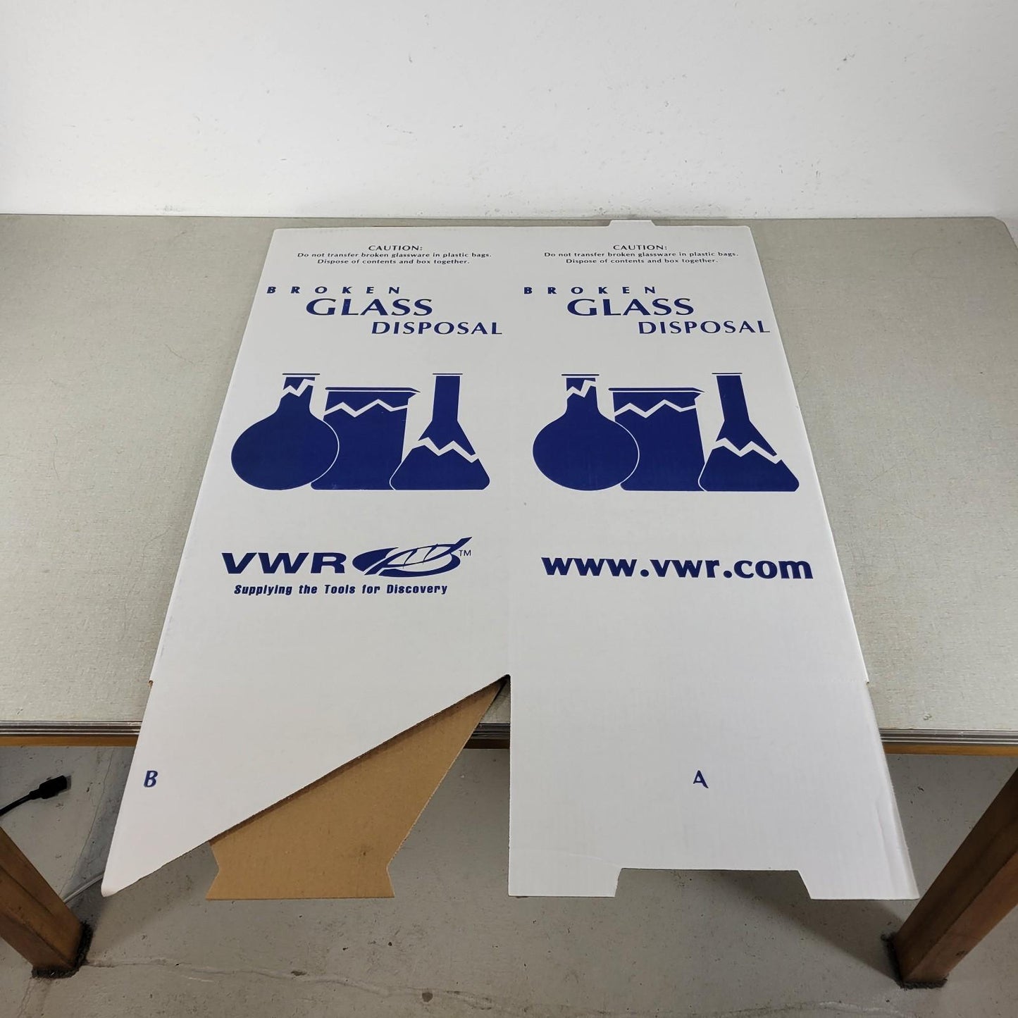 *Lot of 4* VWR 56617-801 Broken Glass Disposal Box-Floor 12x12x27" Cardboard