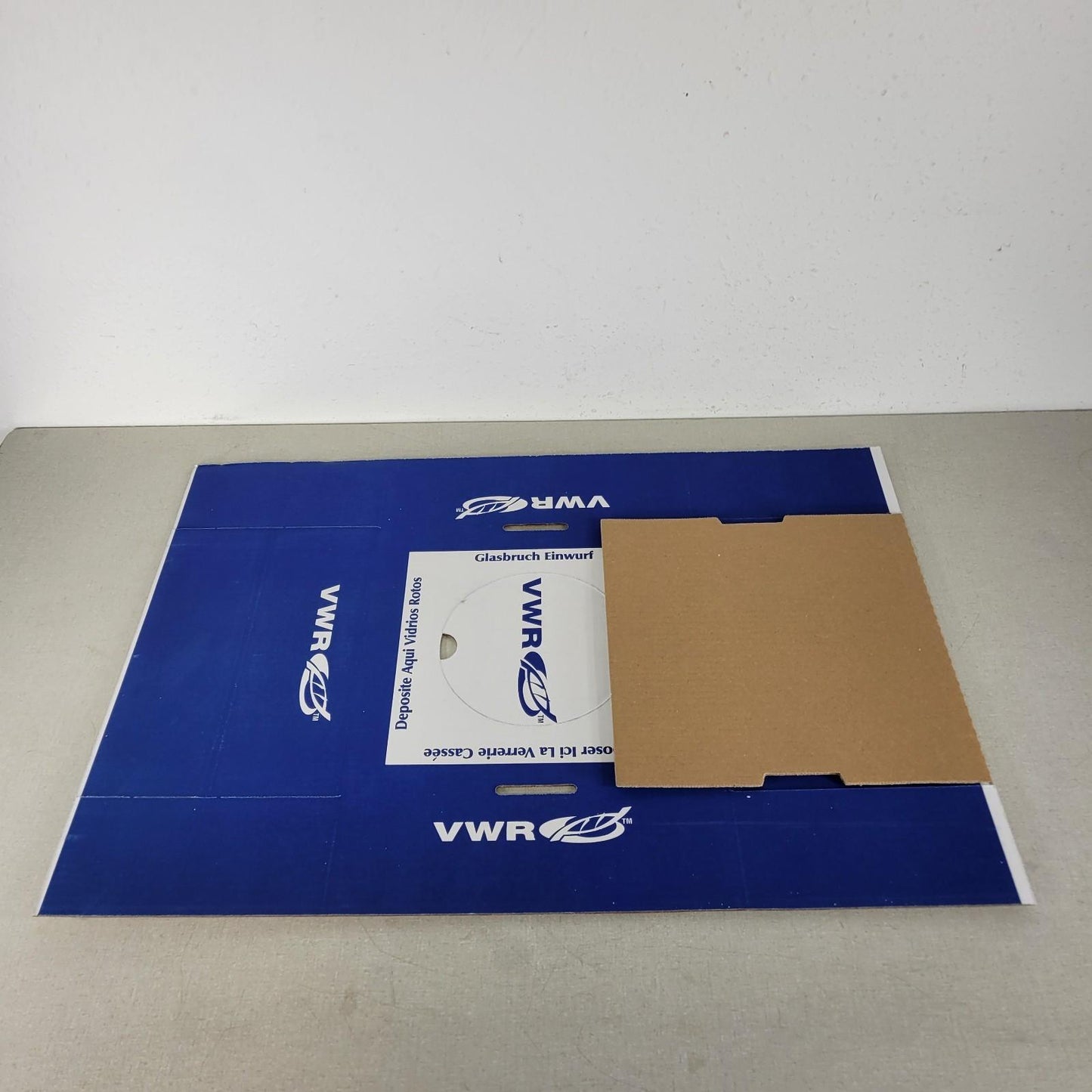 *Lot of 4* VWR 56617-801 Broken Glass Disposal Box-Floor 12x12x27" Cardboard