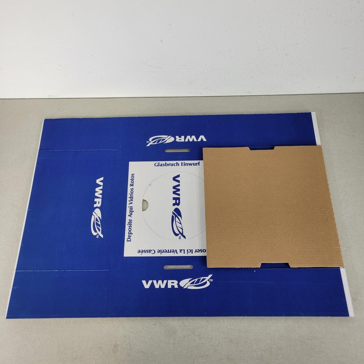 *Lot of 4* VWR 56617-801 Broken Glass Disposal Box-Floor 12x12x27" Cardboard