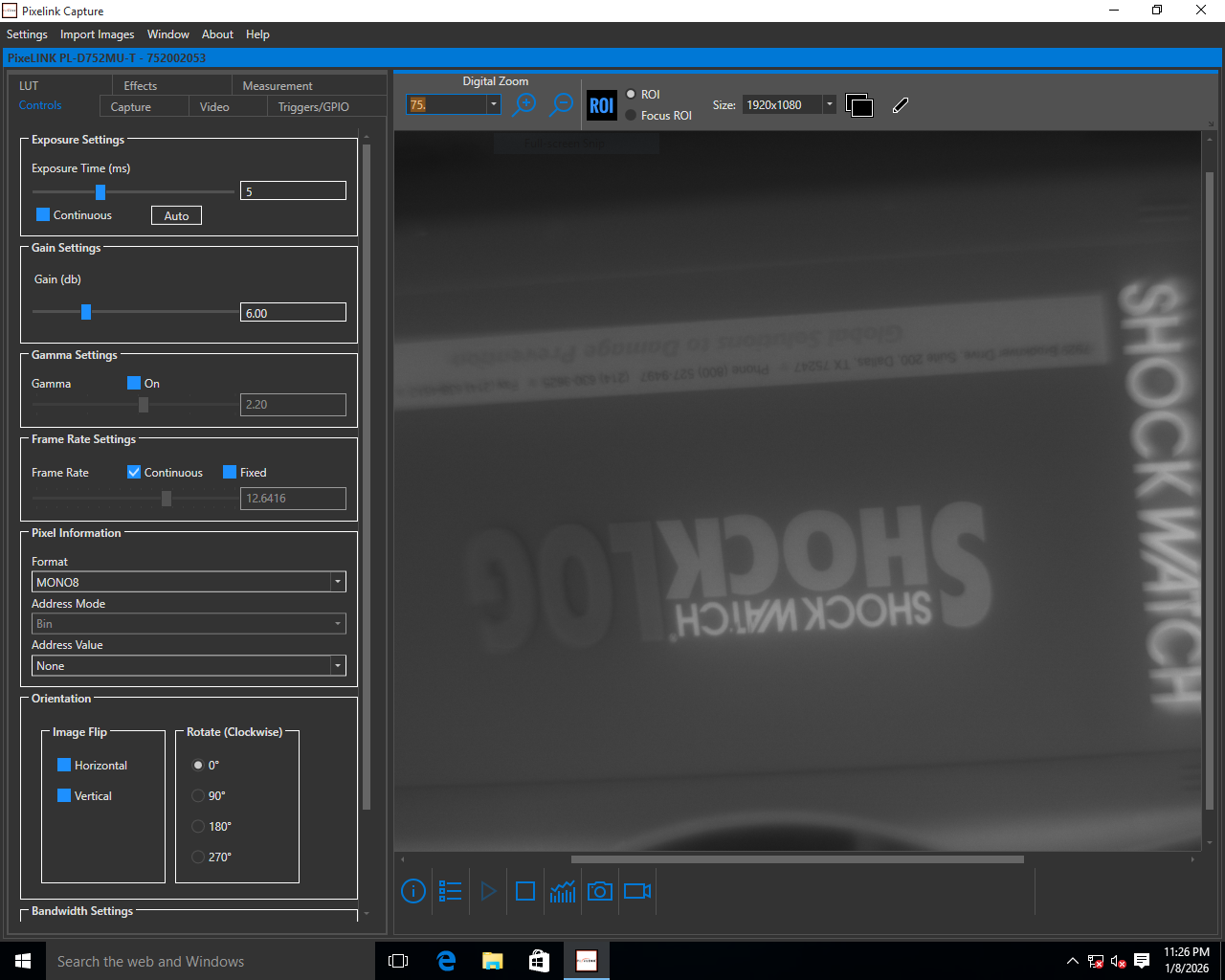 TESTED PixeLINK PL-D752MU-T Monochrome Camera 2.3MP C-Mount USB 3.0 1920x1200