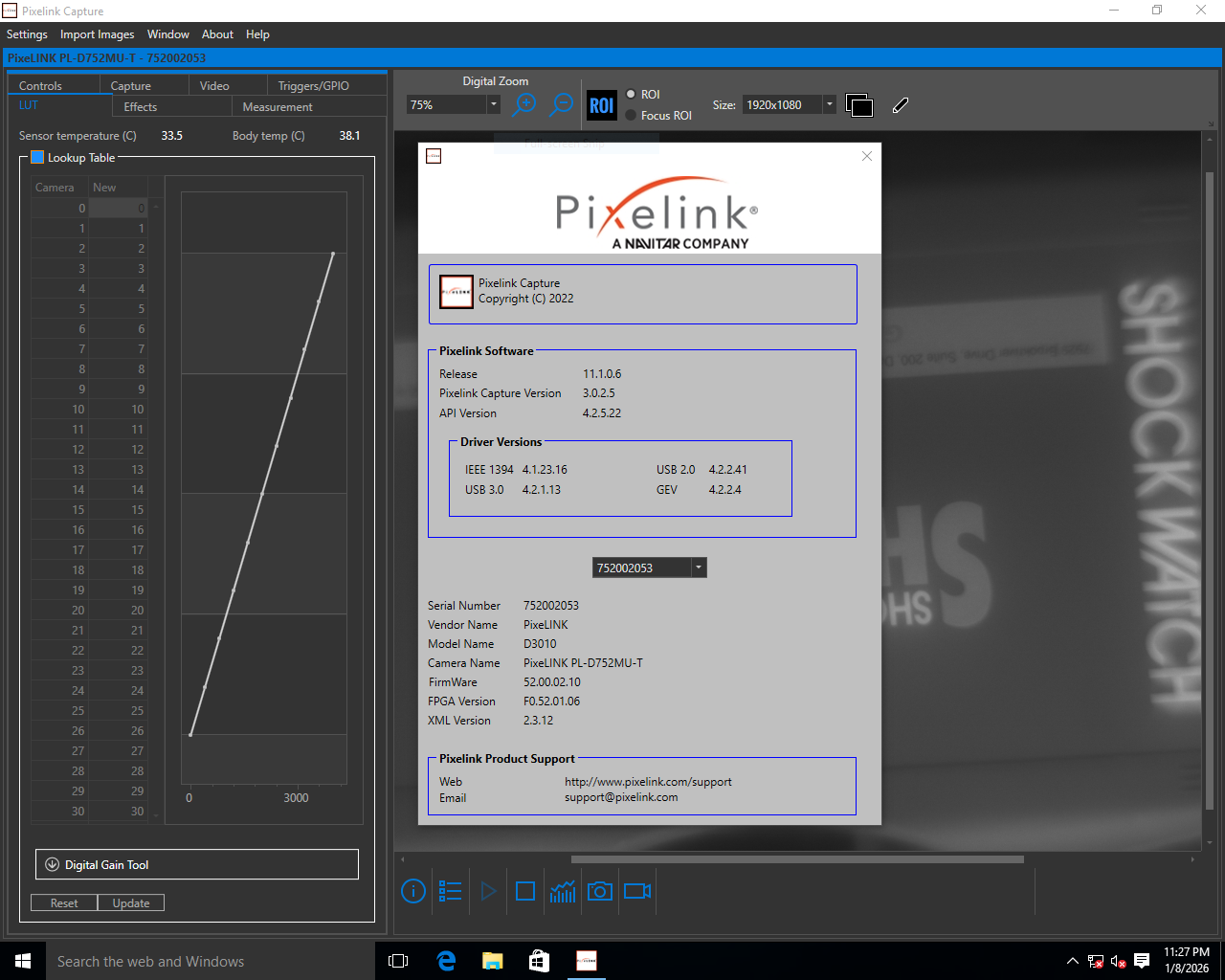 TESTED PixeLINK PL-D752MU-T Monochrome Camera 2.3MP C-Mount USB 3.0 1920x1200