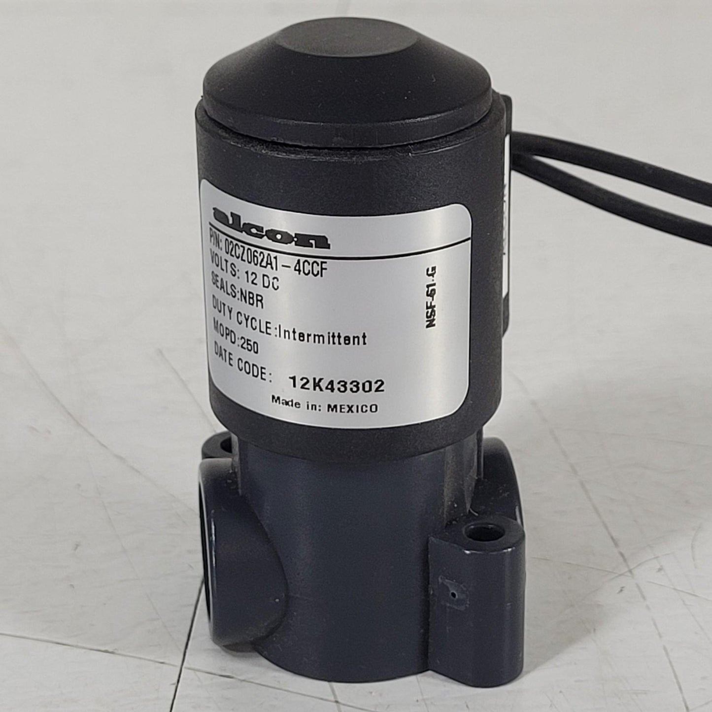 Alcon 02CZ062A1-4CCF Solenoid Valve 2 Way NC Delrin 3/8" Flow Factor 0.45 12 VDC