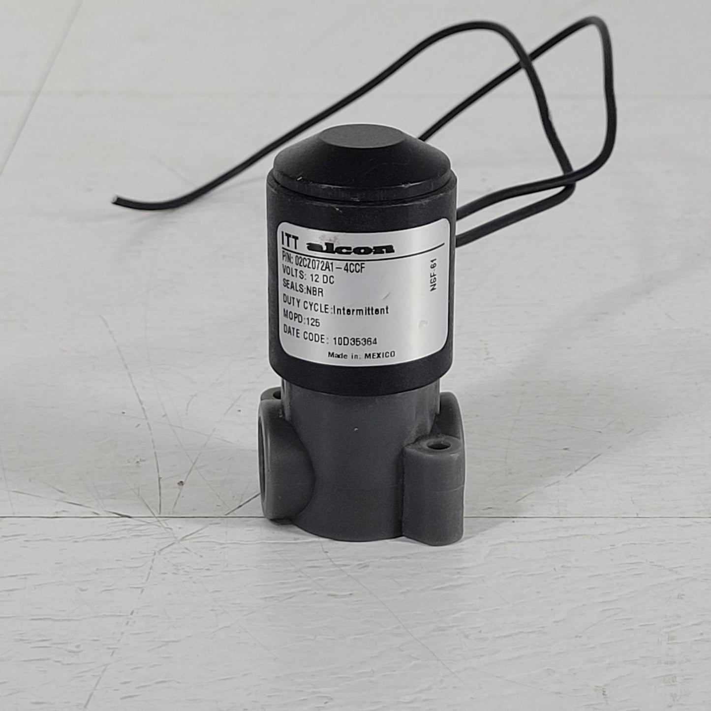 Alcon 02CZ072A1-4CCF Solenoid Valve 2 Way NC Delrin 3/8" Flow Factor 0.45 12 VDC