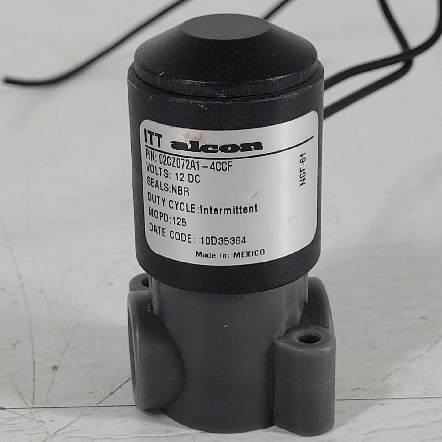 Alcon 02CZ072A1-4CCF Solenoid Valve 2 Way NC Delrin 3/8" Flow Factor 0.45 12 VDC