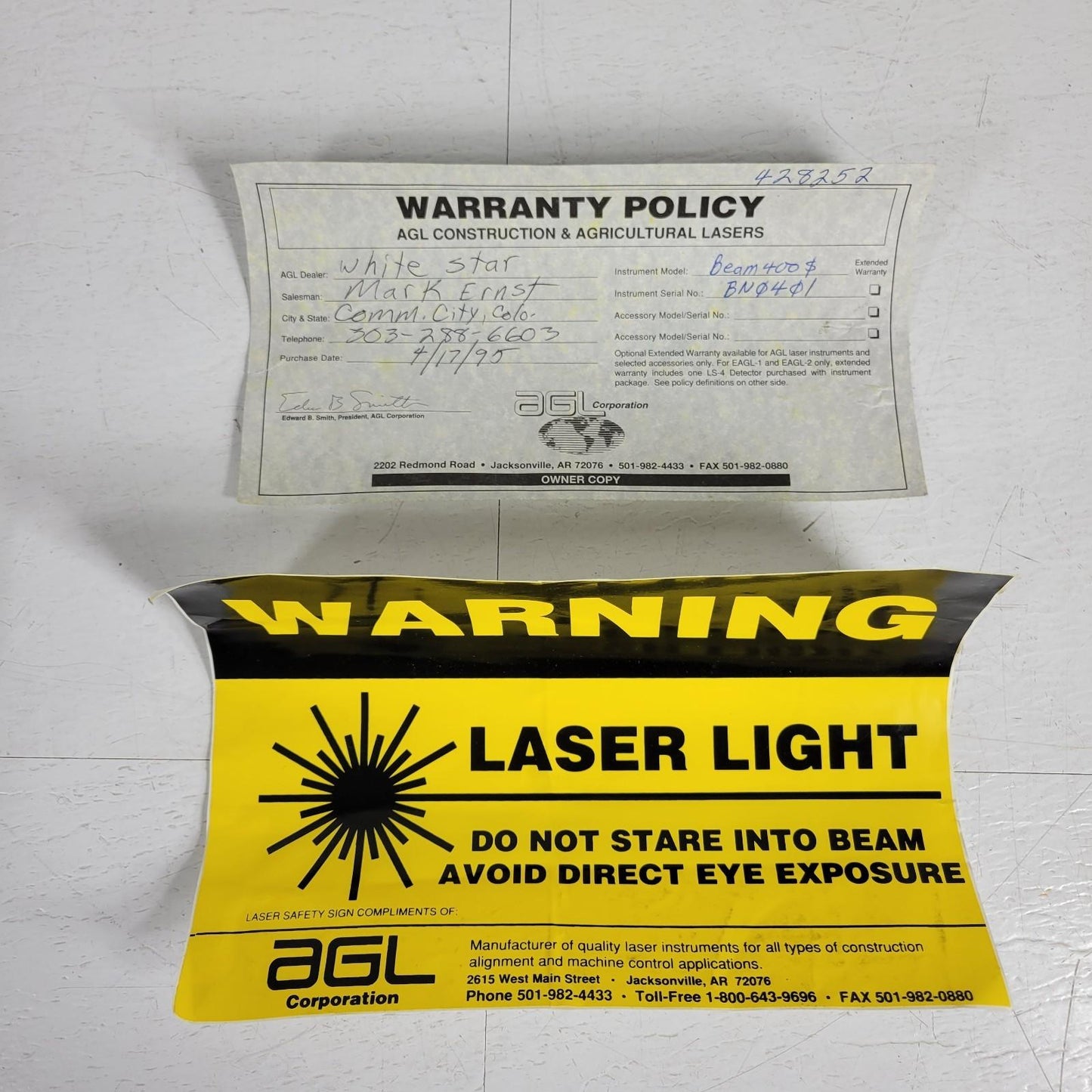 AGL BEAMER 400S Electronic Self-Leveling  HeNe Laser Transmitter 120/240 VAC