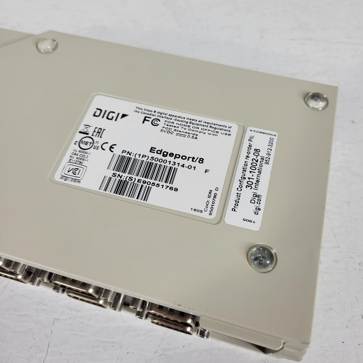 Digi Edgeport/8 50001314-01 USB Type B Converter Serial DB9 RS232 Output 5V 0.5A