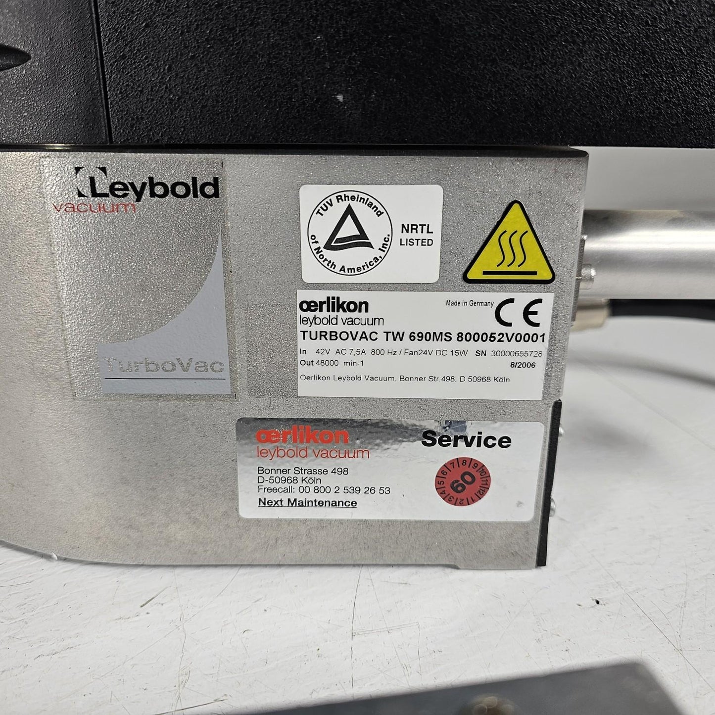 TESTED to 2E-7 Torr: Leybold Vacuum TurboVac TW 690MS 700 Wide Range Turbo Drive