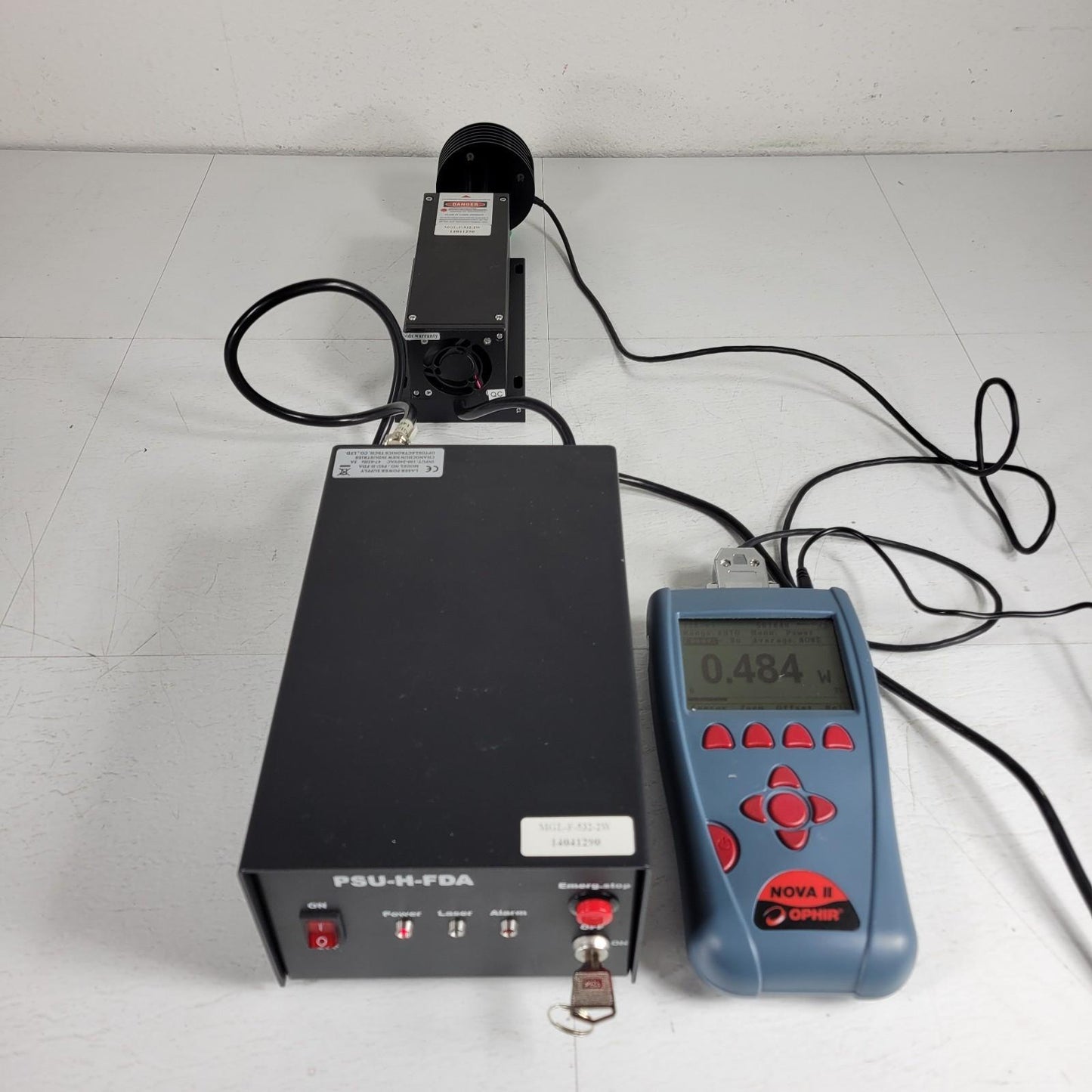 TESTED Optoelectronics 532nm MGL-F-532-2W DPSS Laser Head w/ PSU-H-FDA Source
