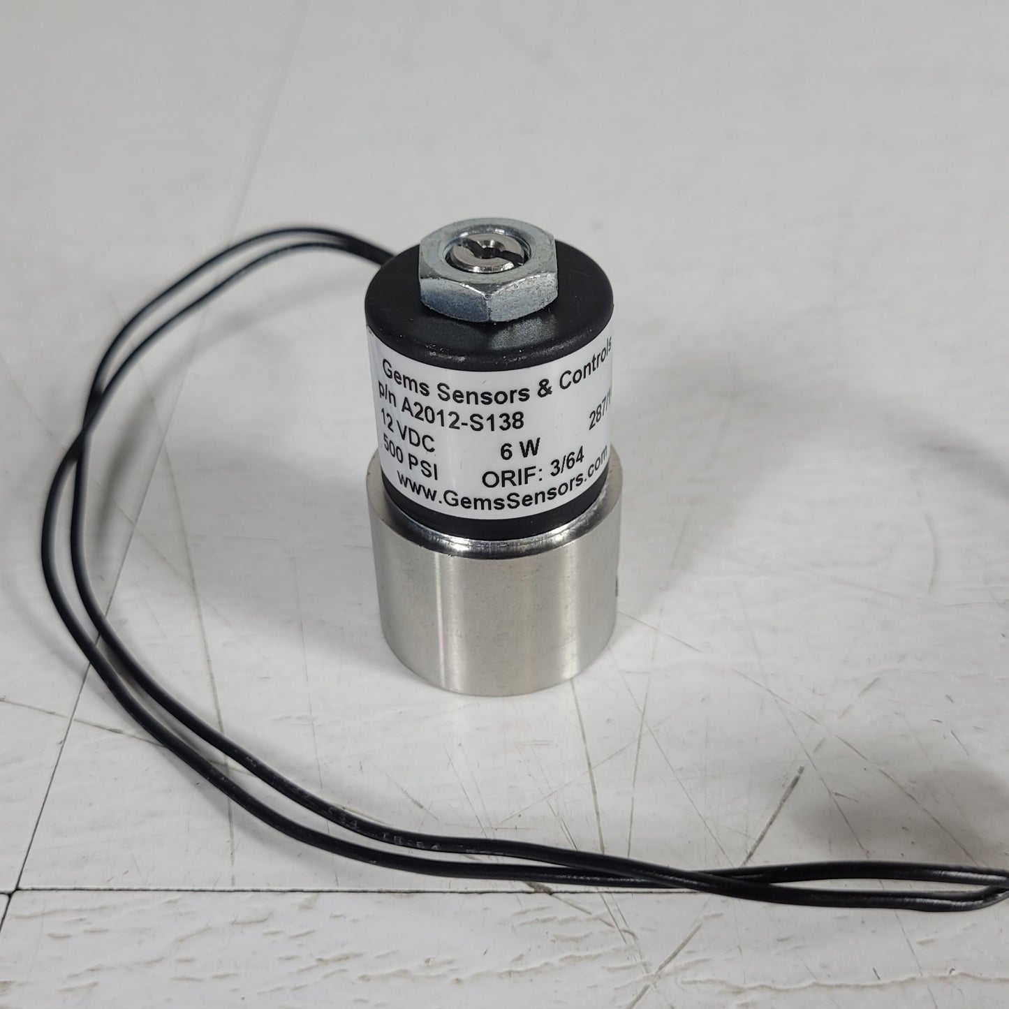 Gems Sensors & Controls A2012-S138 Miniature Solenoid Valve 500PSI 12VDC 6W