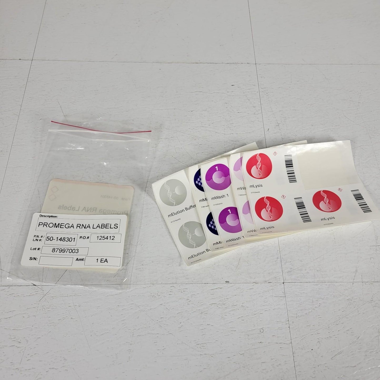 Tecan Freedom Evo 50-148301 Promega RNA Containers and Labels 9 Blank 6 Marked