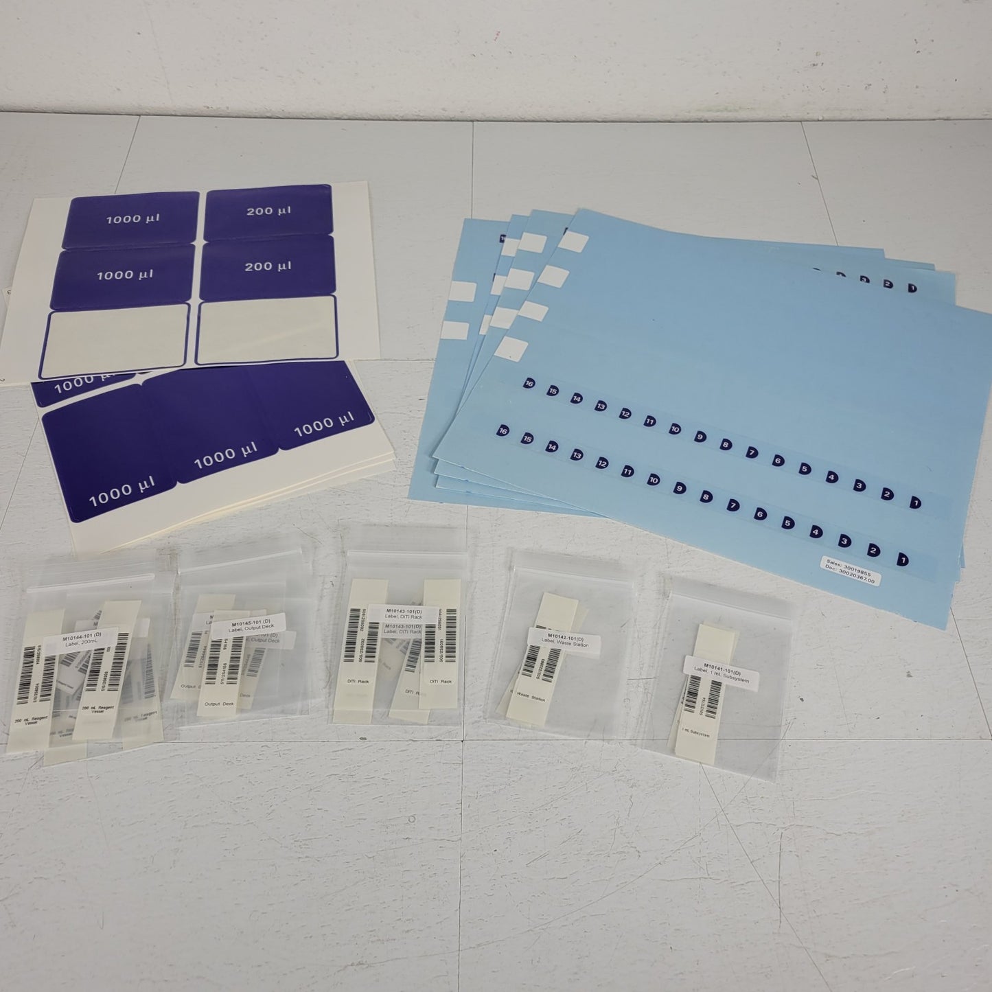 Tecan Freedom Evo M2000SP Sample Rack Label Kit 30019855 Assorted Vessel Deck