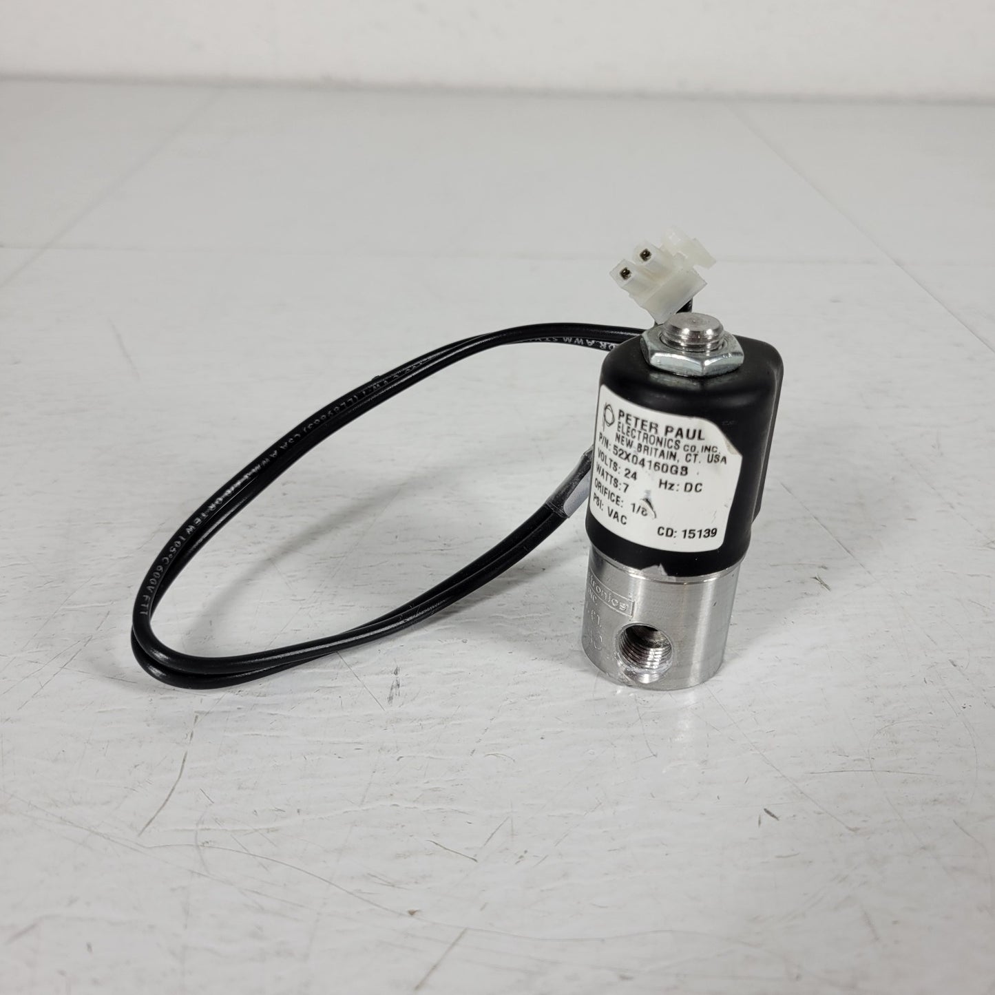 Peter Paul 52X04160GB Solenoid Valve 24 Volts DC 7 Watts 3/8" NPT Thread PSI VAC