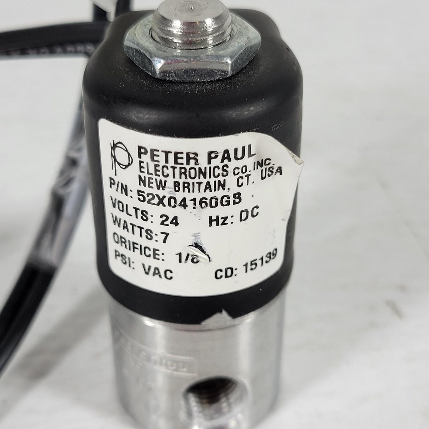 Peter Paul 52X04160GB Solenoid Valve 24 Volts DC 7 Watts 3/8" NPT Thread PSI VAC