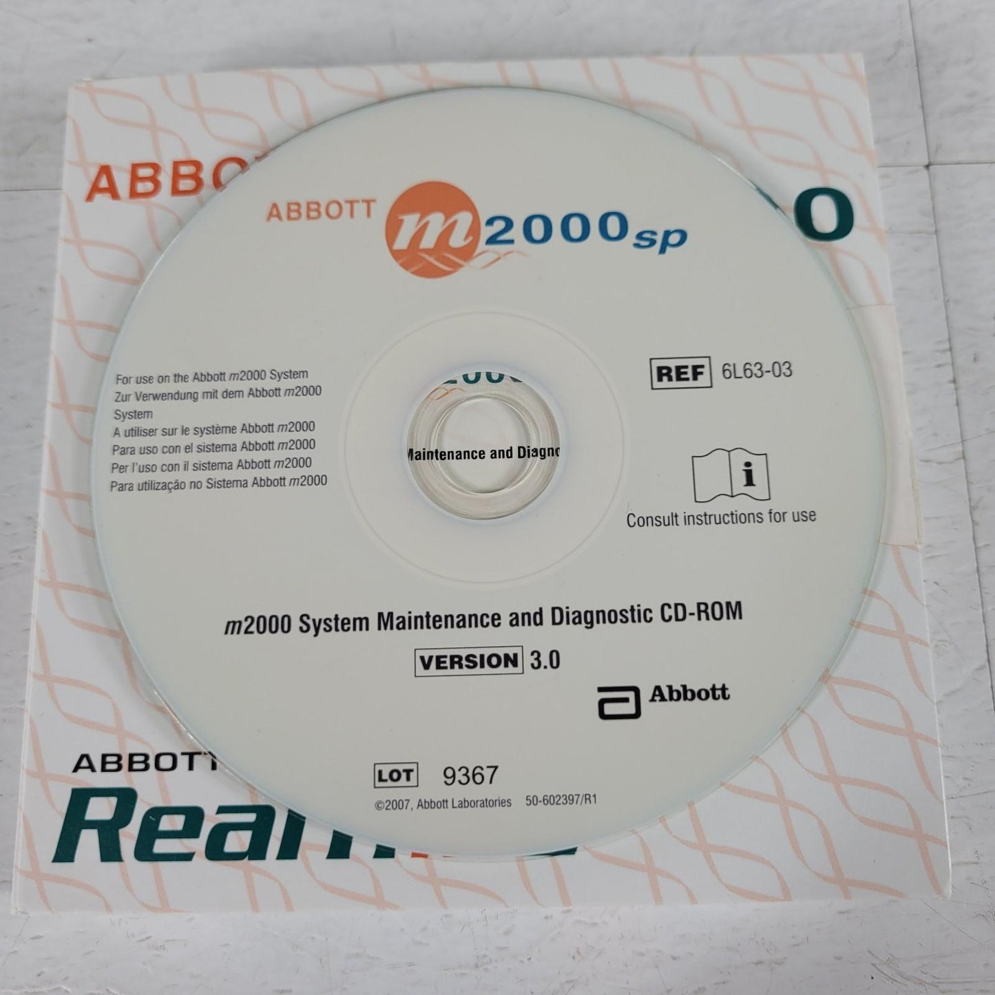 ABBOTT 6L63-03 m2000 System Maintenance and Diagnostic CD-ROM Version 3 m2000sp