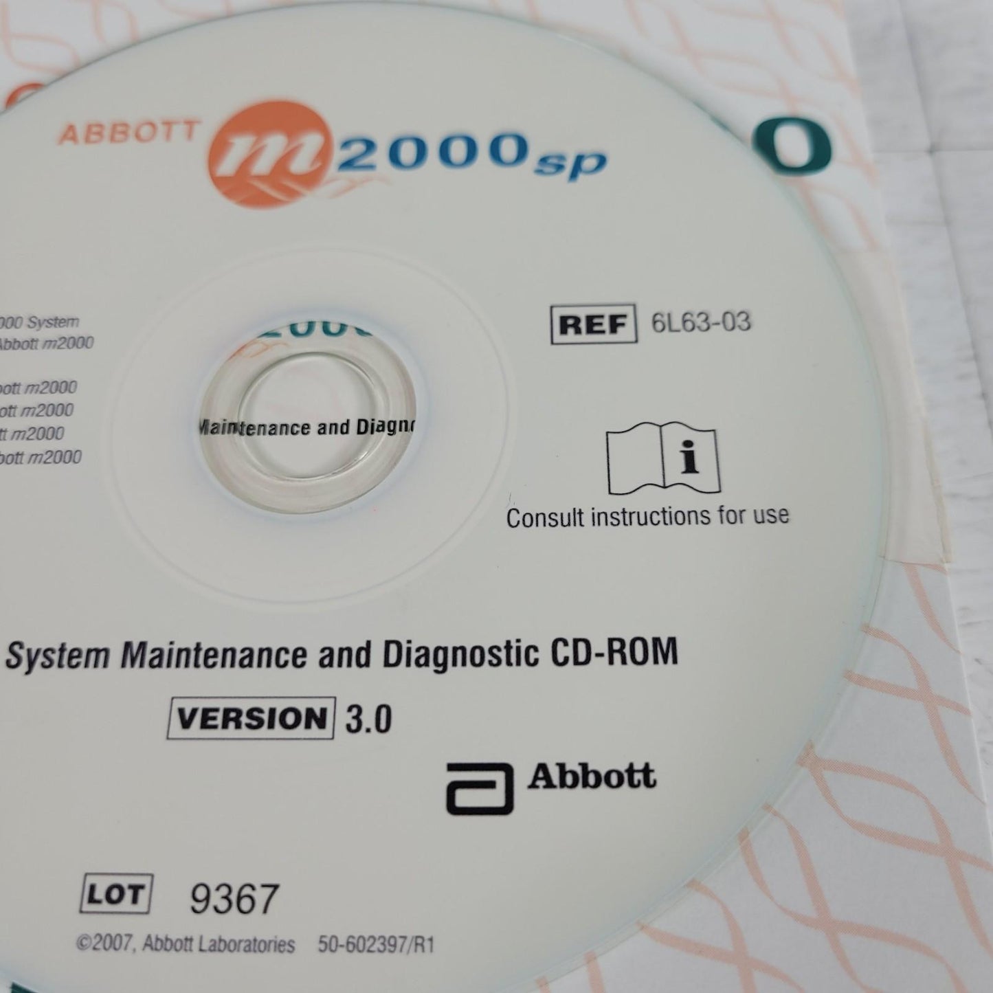 ABBOTT 6L63-03 m2000 System Maintenance and Diagnostic CD-ROM Version 3 m2000sp