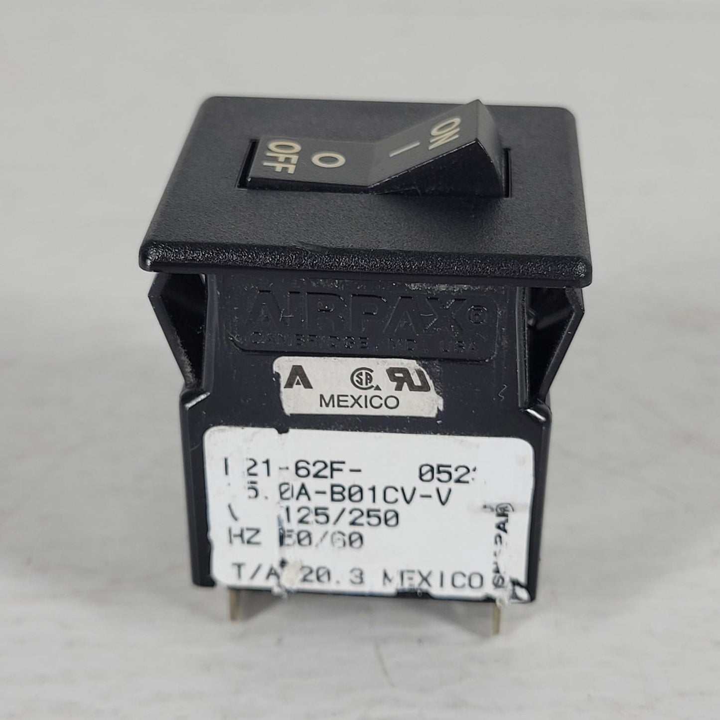 Airpax R21-62F-15.0A-B01CV-V Circuit Breaker Switch 15A 250V 500A Peak Current