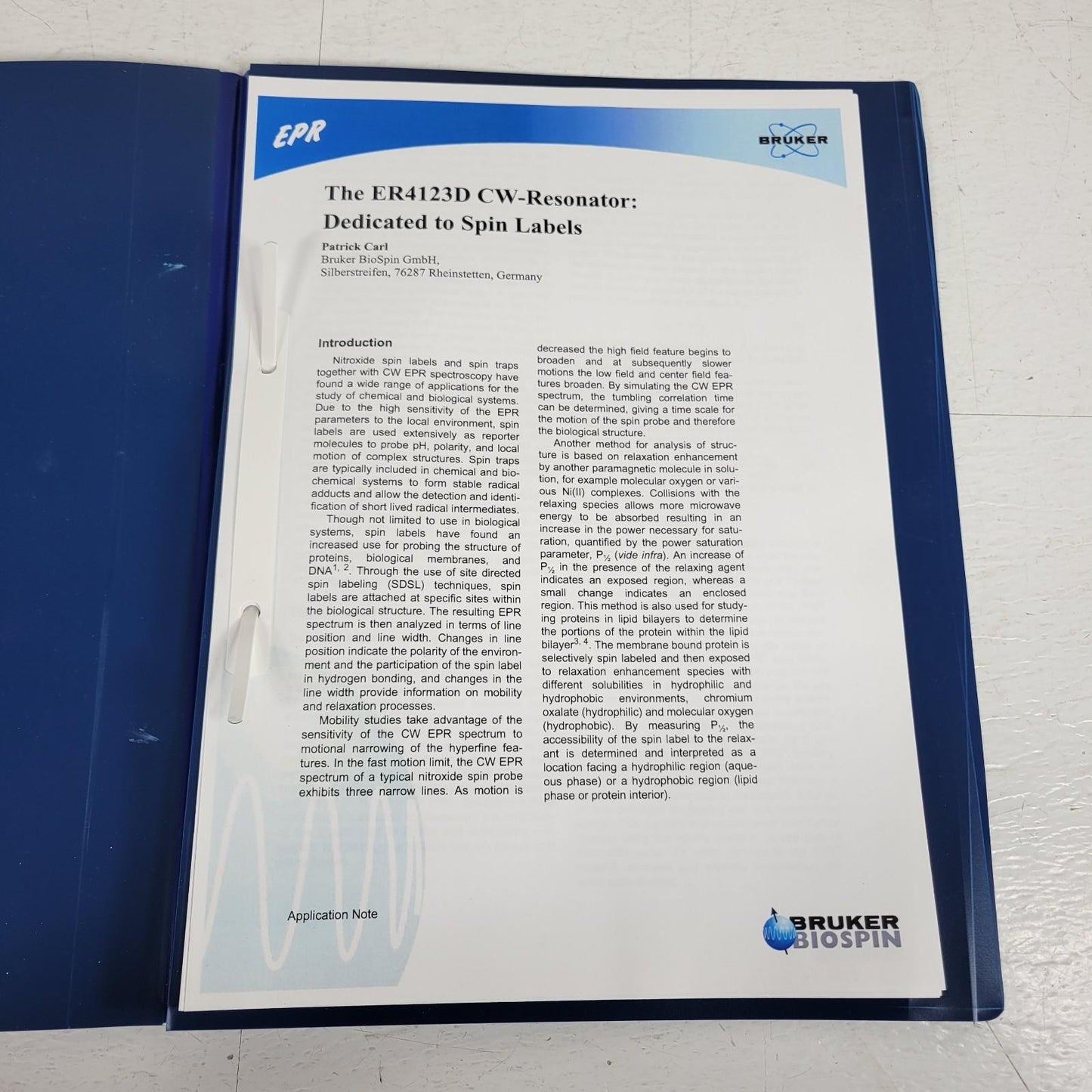 Bruker ER 4123D Dielectric RT EPR-Resonator Probehead Spin Labels 3µl Volume