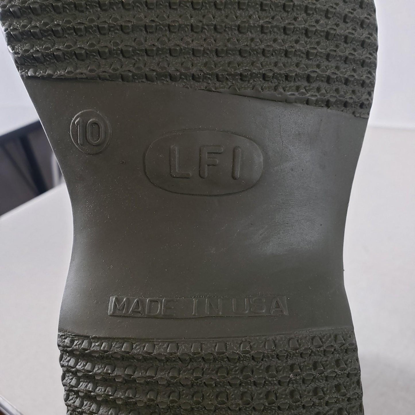 LFI Green US Military Style rubber Overboots Size 10 Button Laced Made In USA