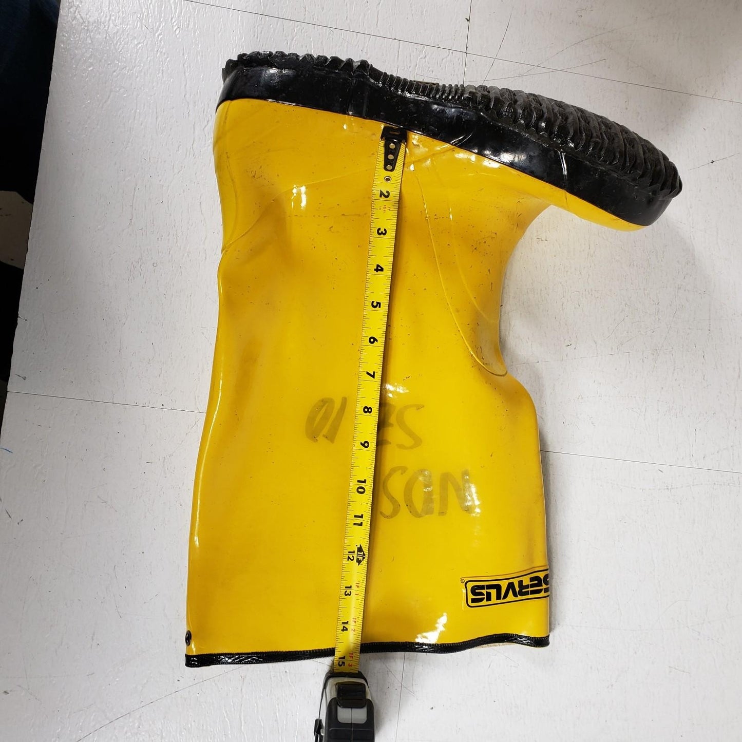 Lot of 3 Pairs Yellow Waterproof Overboots with Buckle Strap 15" height Size 10