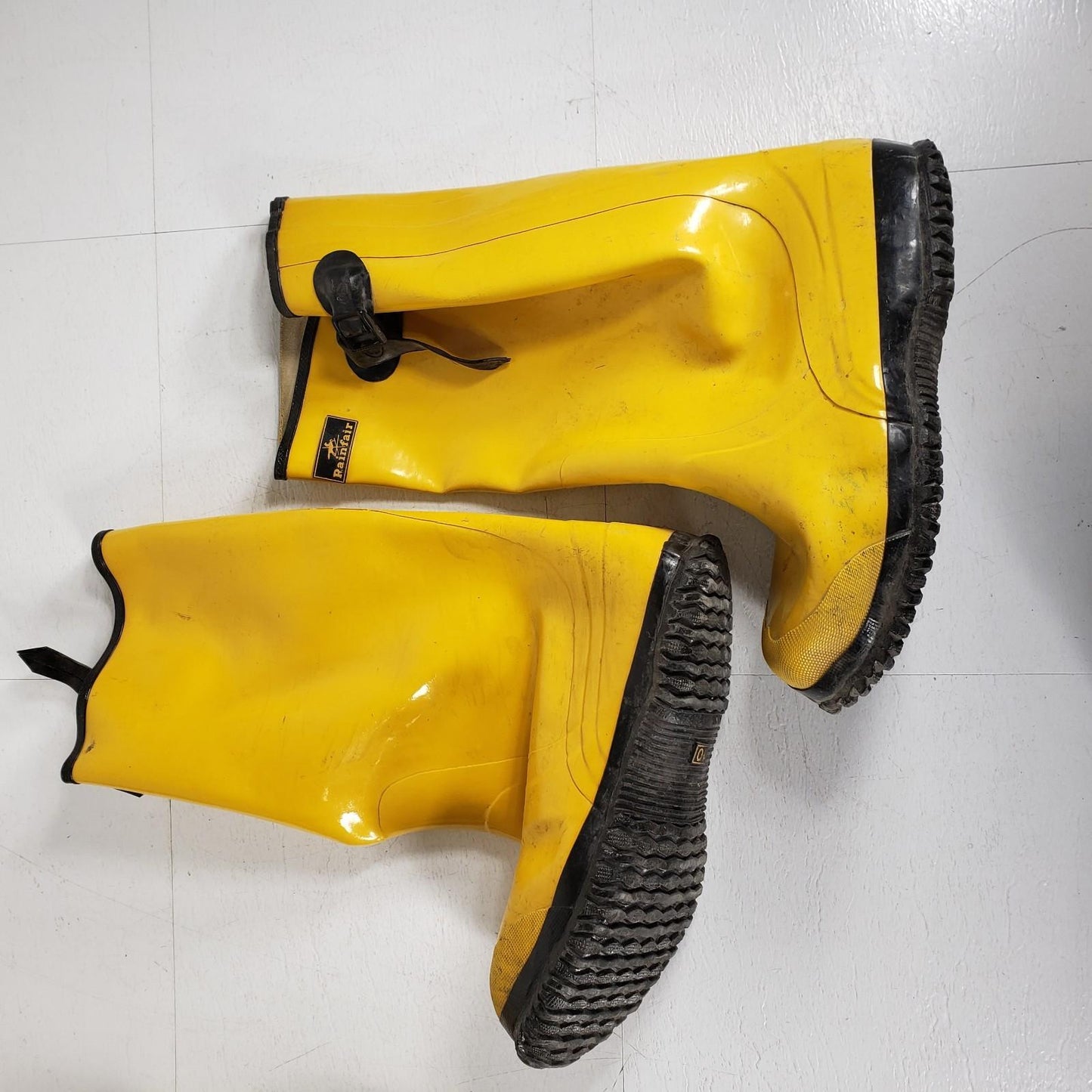 Lot of 3 Pairs Yellow Waterproof Overboots with Buckle Strap 15" height Size 10