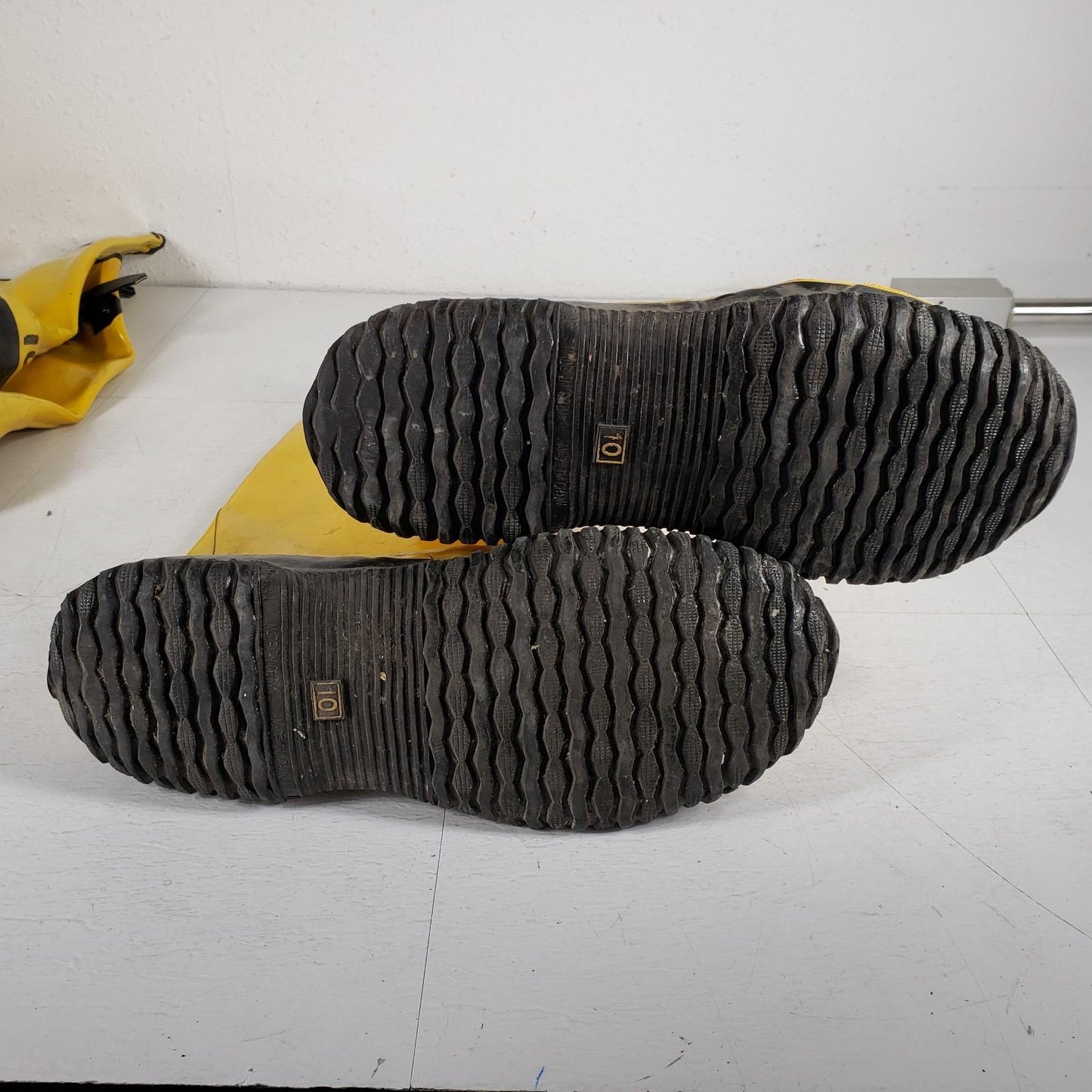 Lot of 3 Pairs Yellow Waterproof Overboots with Buckle Strap 15" height Size 10