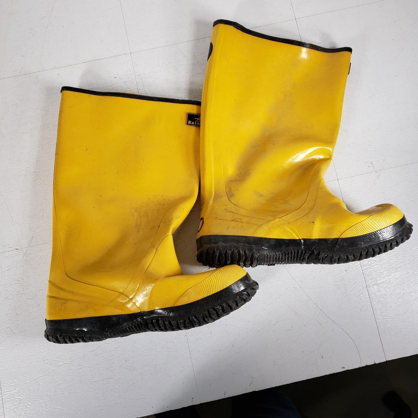 Lot of 3 Pairs Yellow Waterproof Overboots with Buckle Strap 15" height Size 10