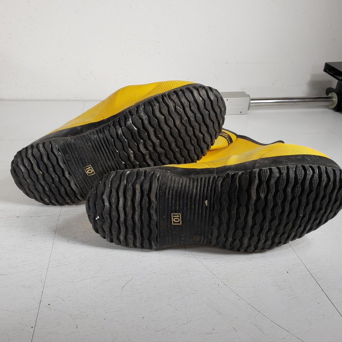 Lot of 3 Pairs Yellow Waterproof Overboots with Buckle Strap 15" height Size 10