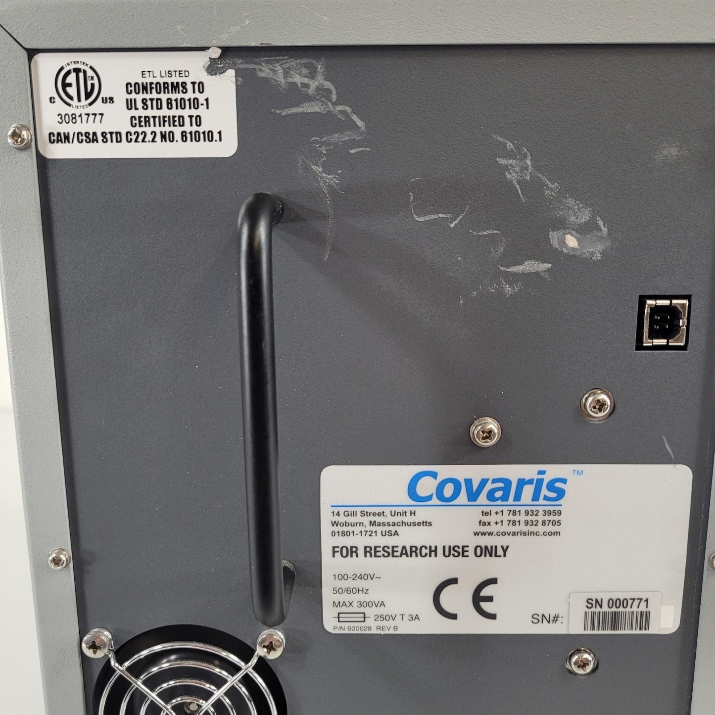 Covaris S2 Focused Ultra Sonicator Single Tube Adaptive Acoustic Ultrasonic Disp