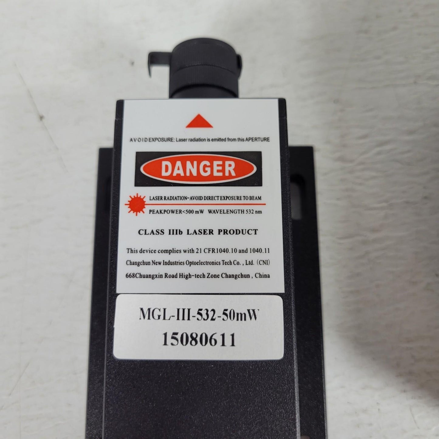 TESTED Dragon Lasers MGL-III-532-50 532nm Head w/ PSU-III-FDA Power Supply TEM00