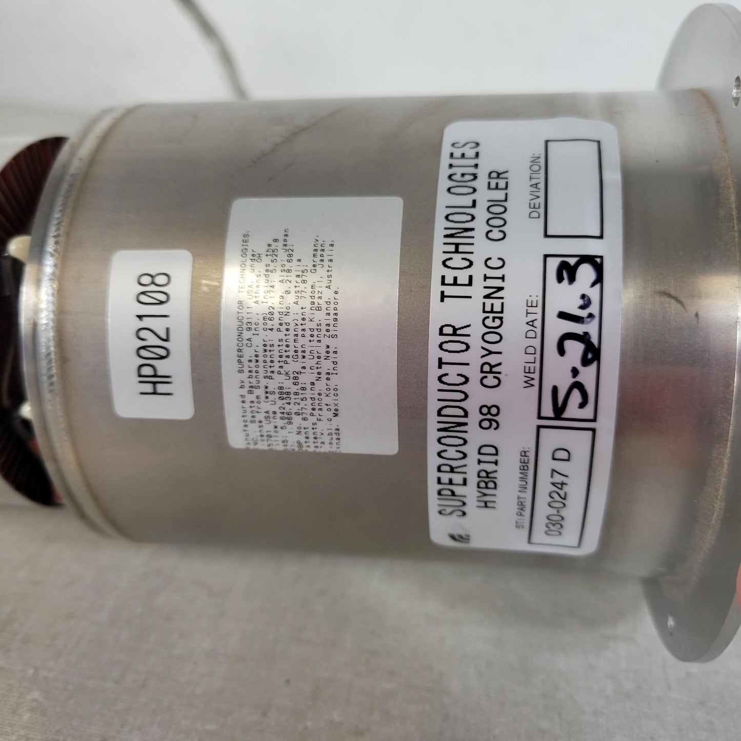 TESTED Superconductor Technologies Hybrid 98 Stirling Cryogenic Cooler Cryocool