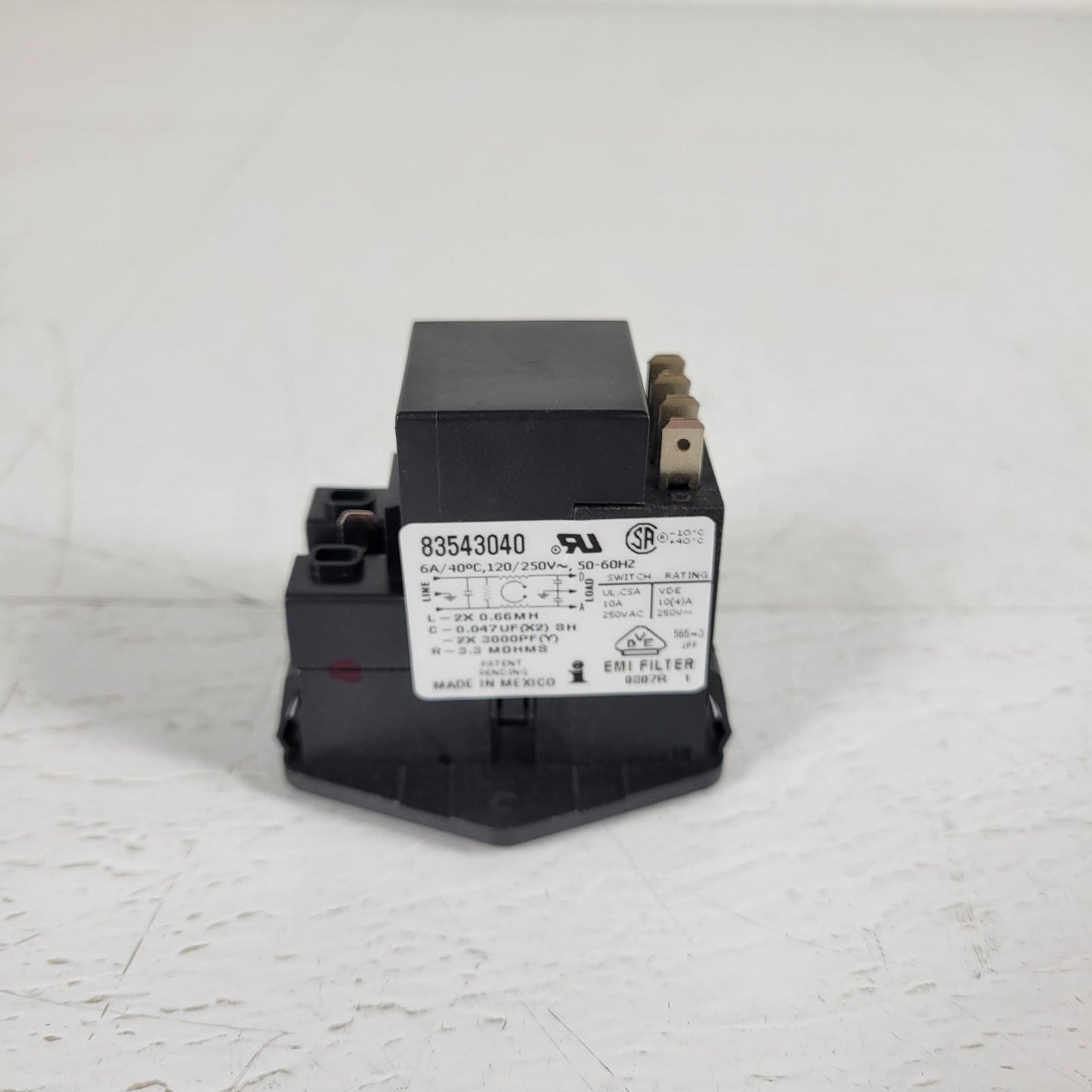 Interpower 83543040 3-Function Power Entry Module Single Fuse 4.8 mm QD's