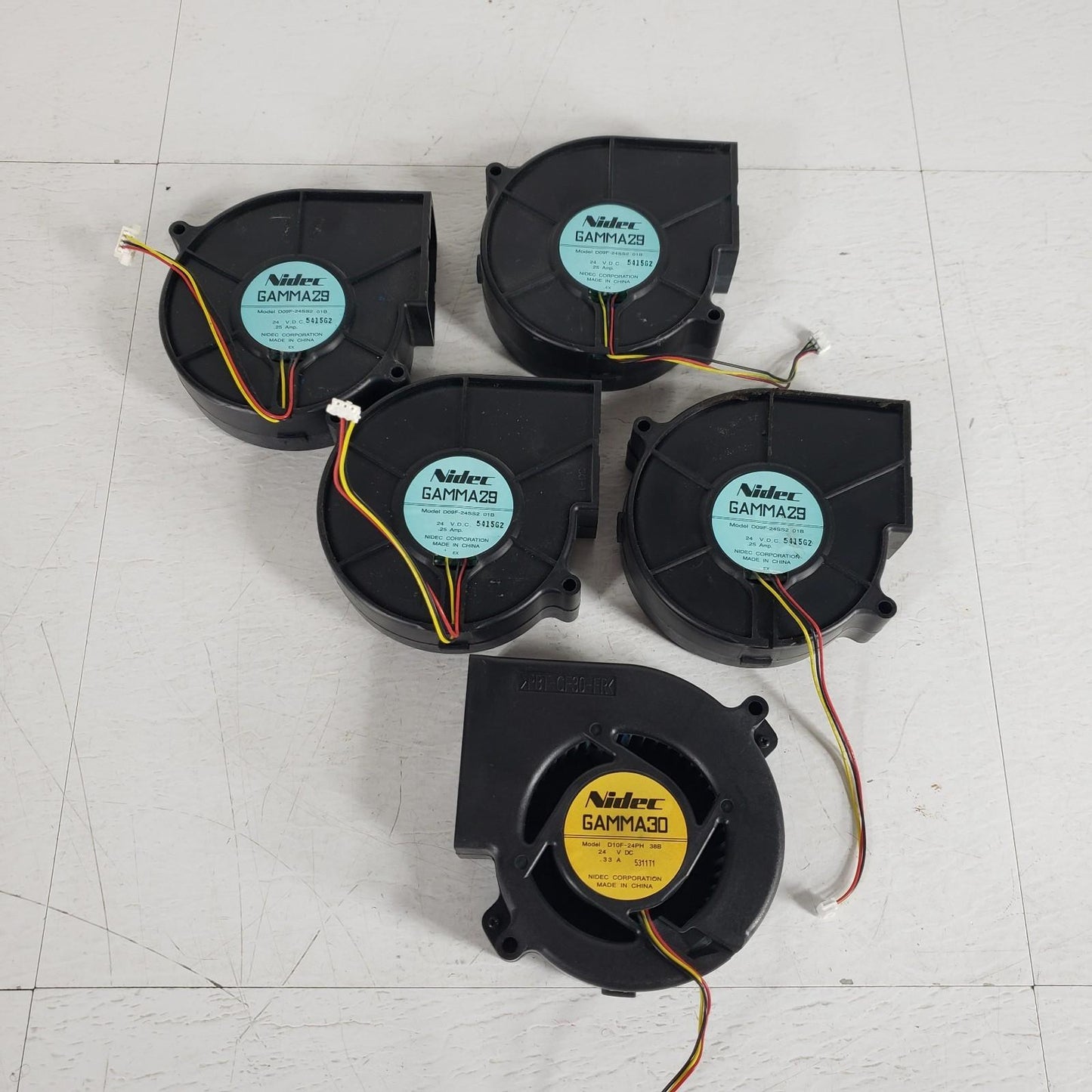 Lot of 5 Nidec Gamma 29/30 Blower Fans D09F-24SS2-01B 24VDC .25A D10F-24PH-36B