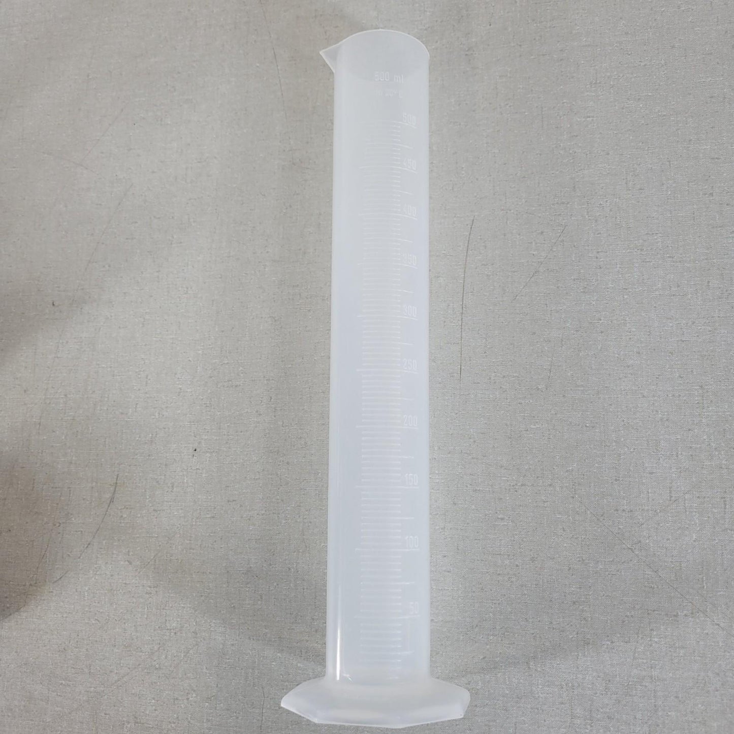 500 mL Graduated Cylinder With Hex Base Clear Plastic Polypropylene