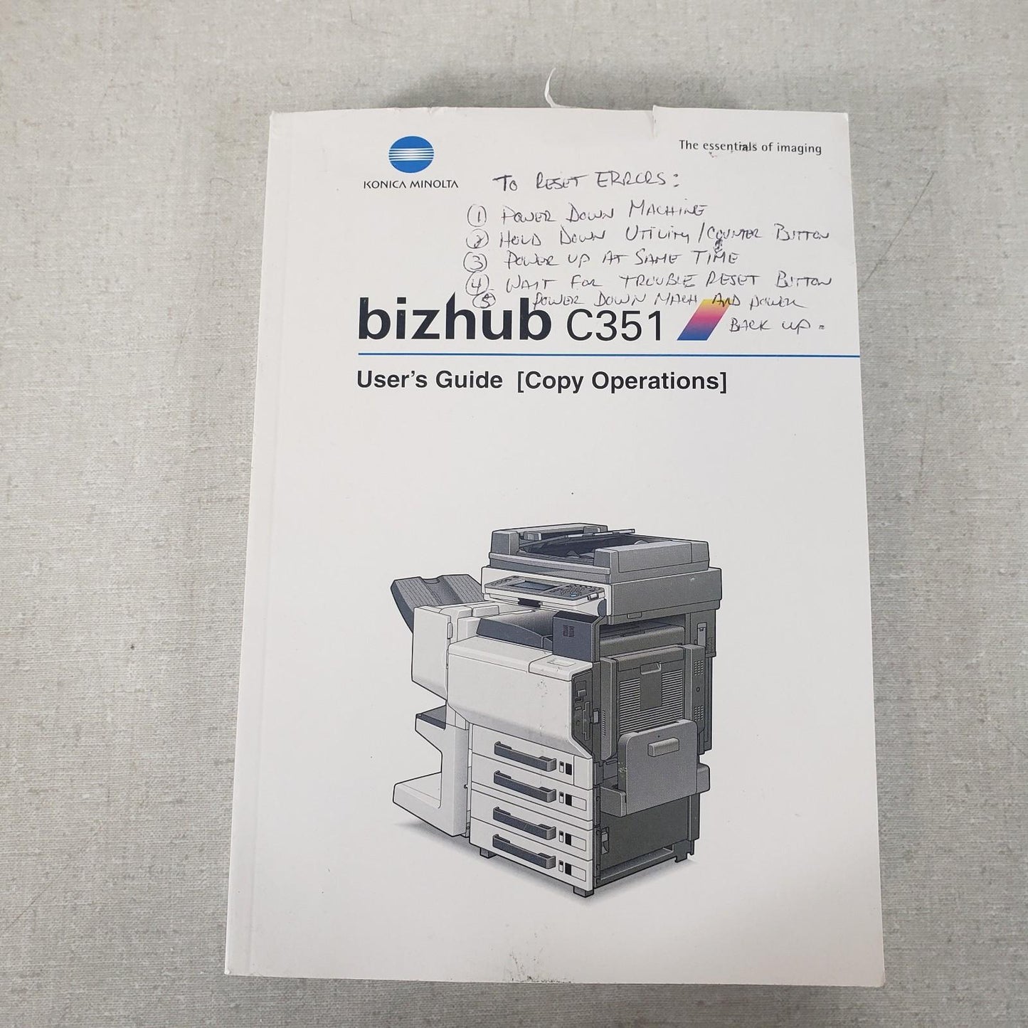 Konica Minolta Bizhub C351 Copier Scanner User Manual Collection Troubleshooting