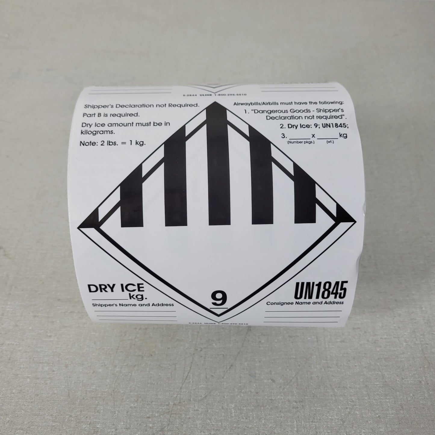 PARTIAL Uline S-2844 D.O.T. Hazard Labels Misc 9 Dry Ice 6 x 6" Permanent Adhes