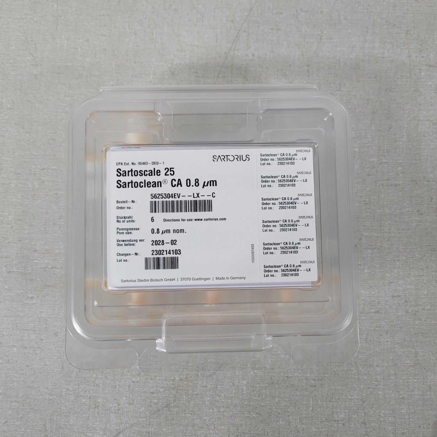 Sartorius Sartoclean 5625304EV-LX 0.8 um Sartoscale 25 Sterile Filters -3 Pack