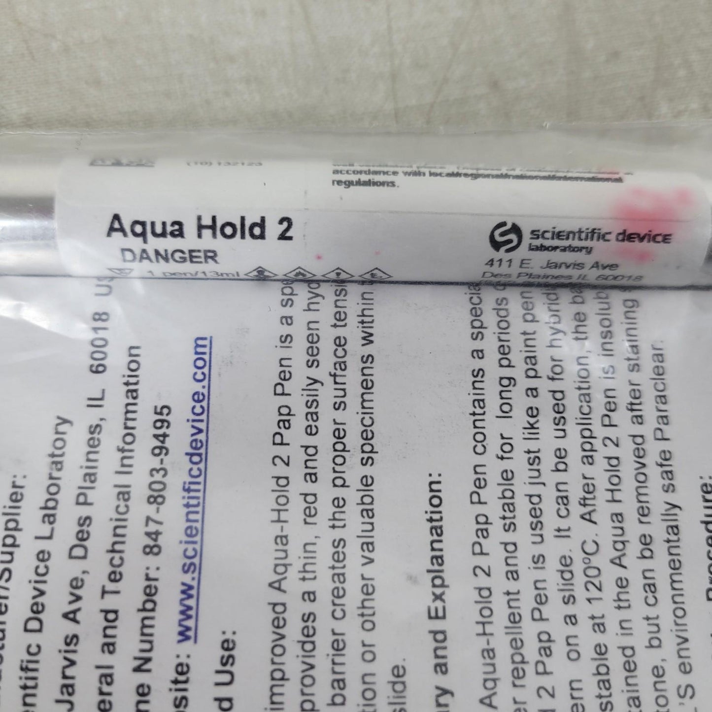 Laboratory Aqua Hold 2 Red 980402 Pap Pen Slide Liquid Repellent Barrier