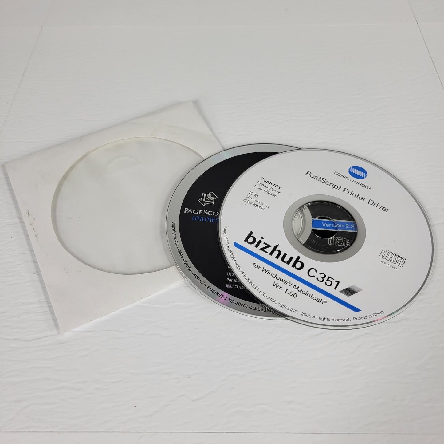 Konica Minolta Bizhub C351 Manual and Postscript Printer Driver PageScope 2.2 CD