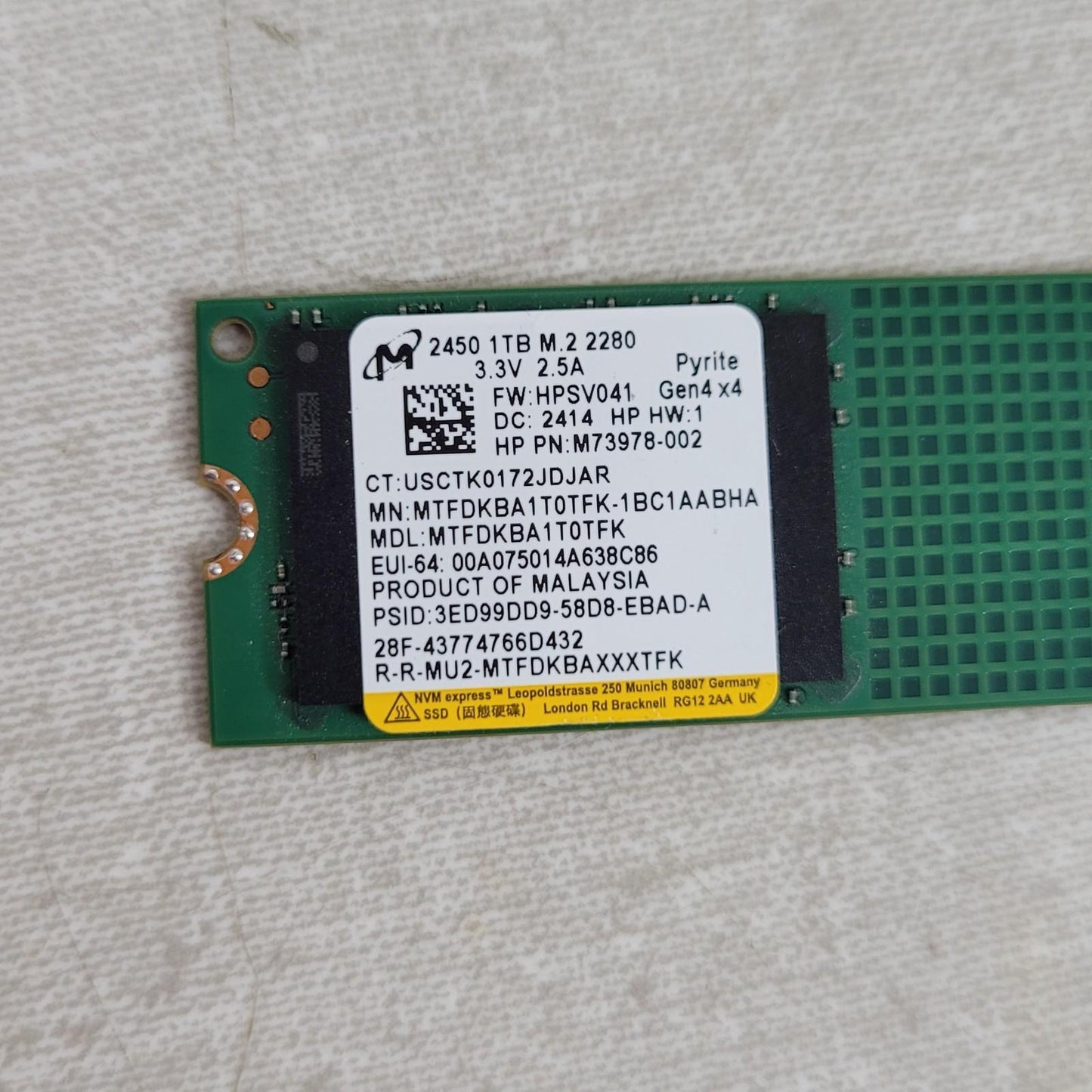 Micron 2450 Gen4 1TB M.2 2280 NAND Internal SSD MTFDKBA1T0TFK