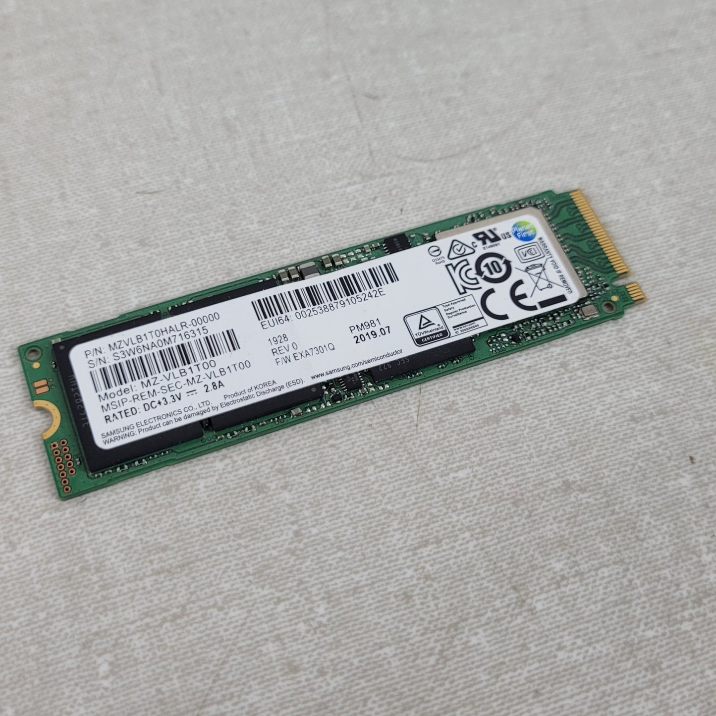 Samsung PM981 Polaris 1TB M.2 NGFF PCIe Gen3 x4 NVME Solid SSD MZVLB1T0HALR
